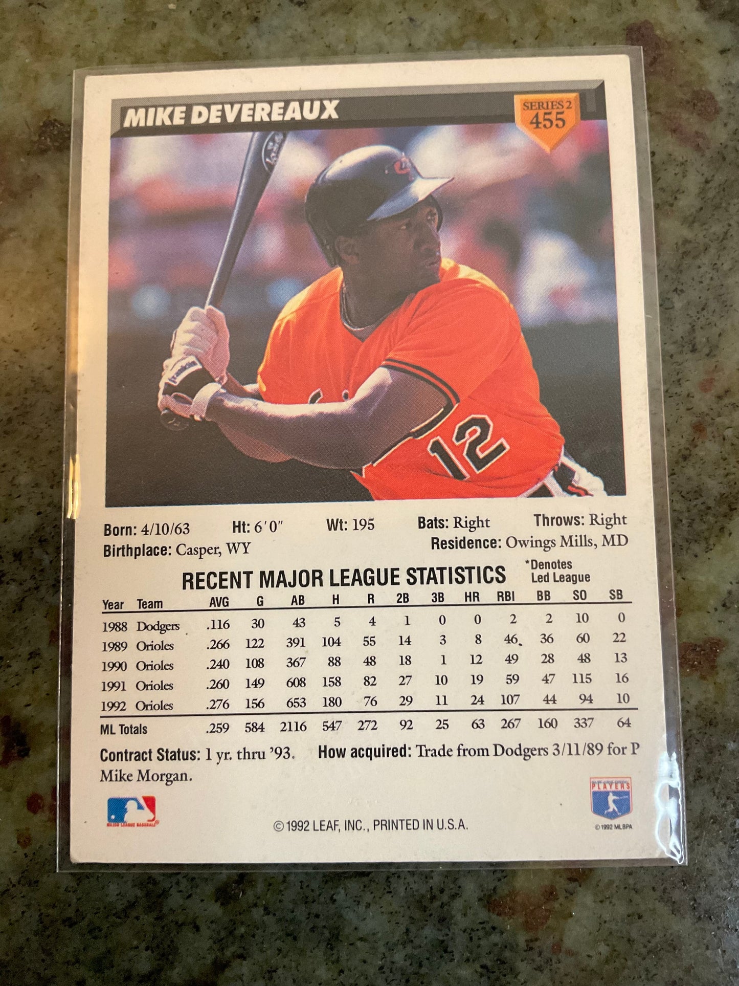Mike Devereaux Baltimore Orioles