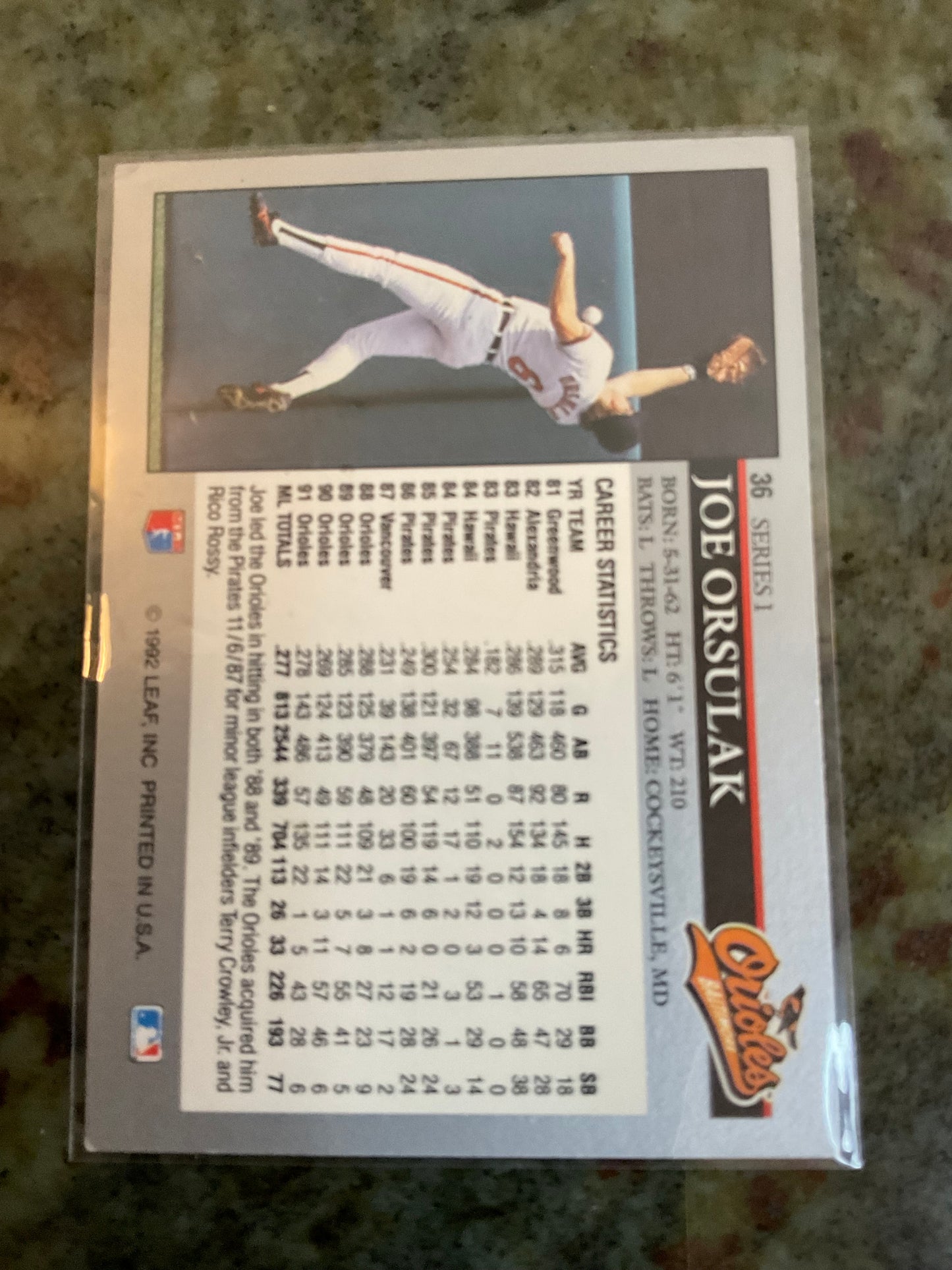 Joe Orsulak Baltimore Orioles