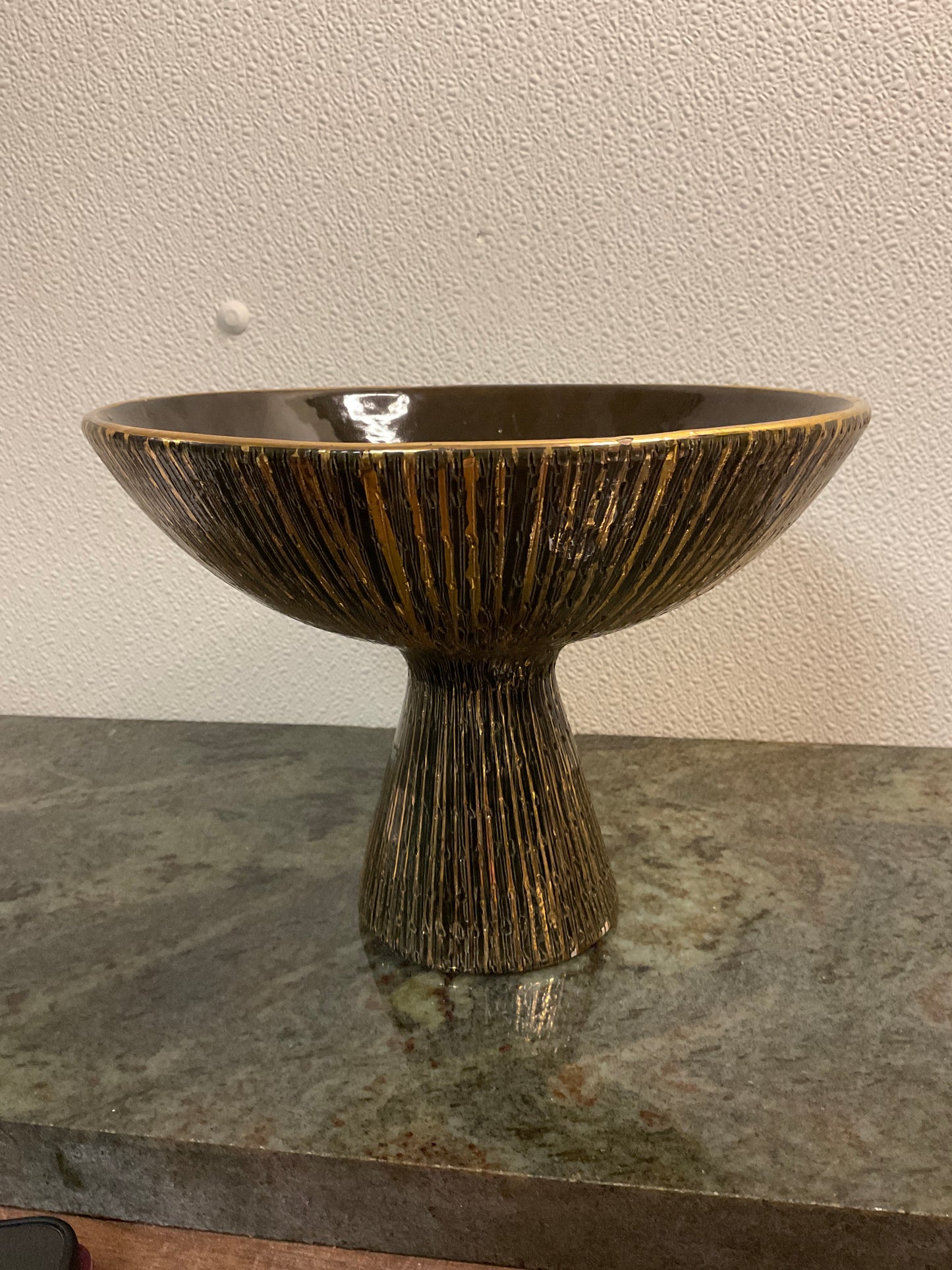 Bitossi of Aldo Londi Sgraffito  Seta Series Pedestal Compote Bowl