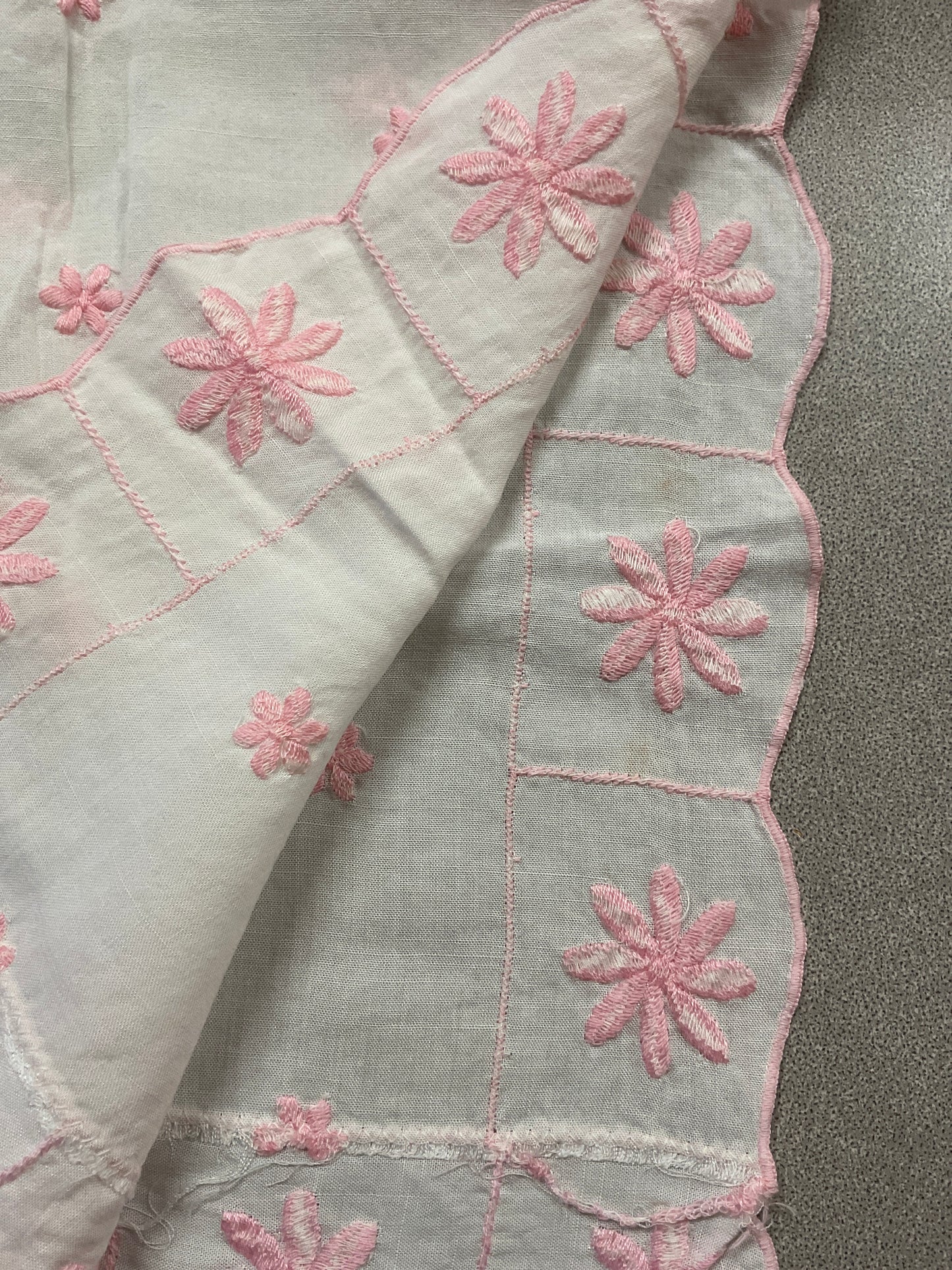 Vintage Embroidered Linen Table Runner