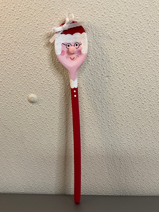 Mrs Santa Painted Wood Spoon