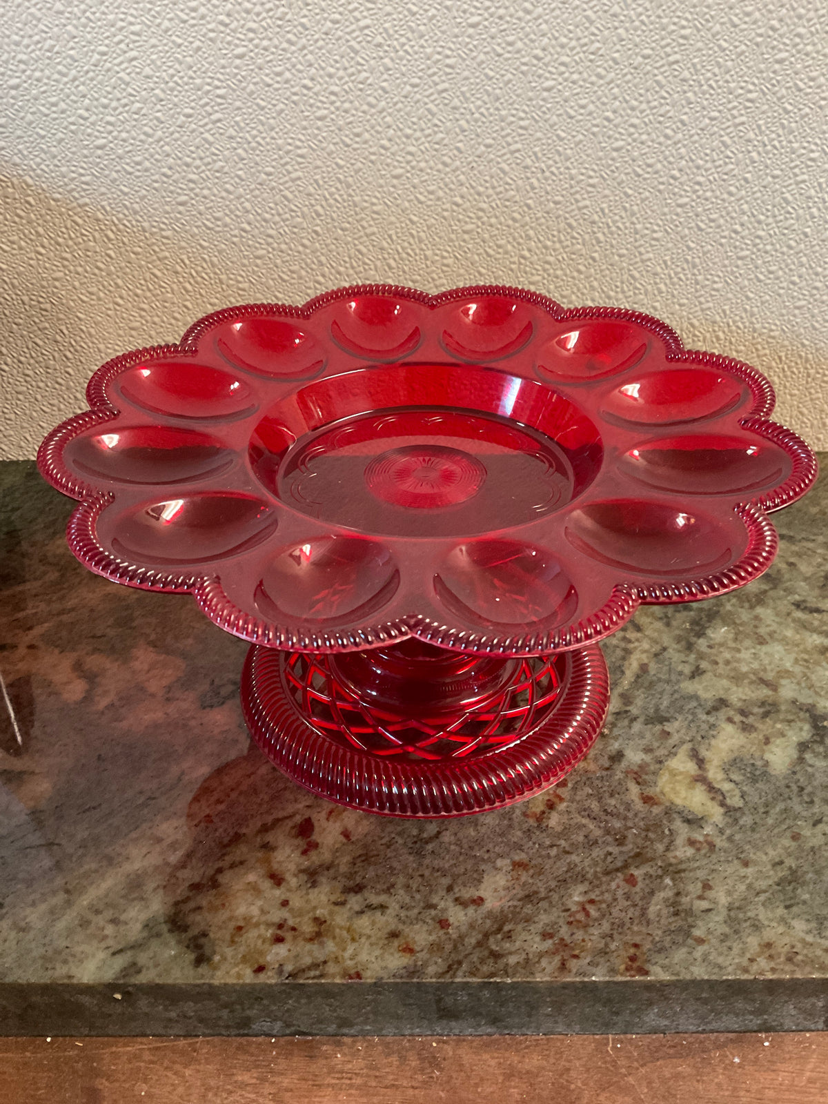 Vintage Red Plastic Deviled Egg Holder