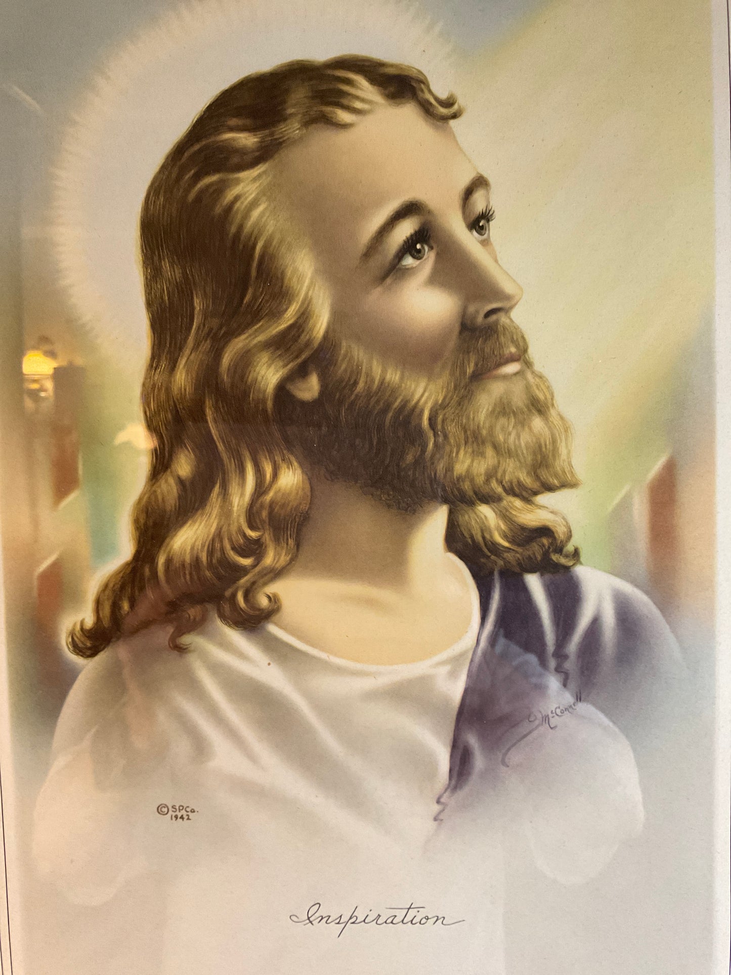 Vtg Jesus Lithograph 1942 ‘Inspiration’