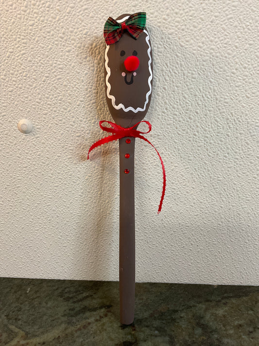 13” Gingerbread Spoon w/Bow & Red Buttons