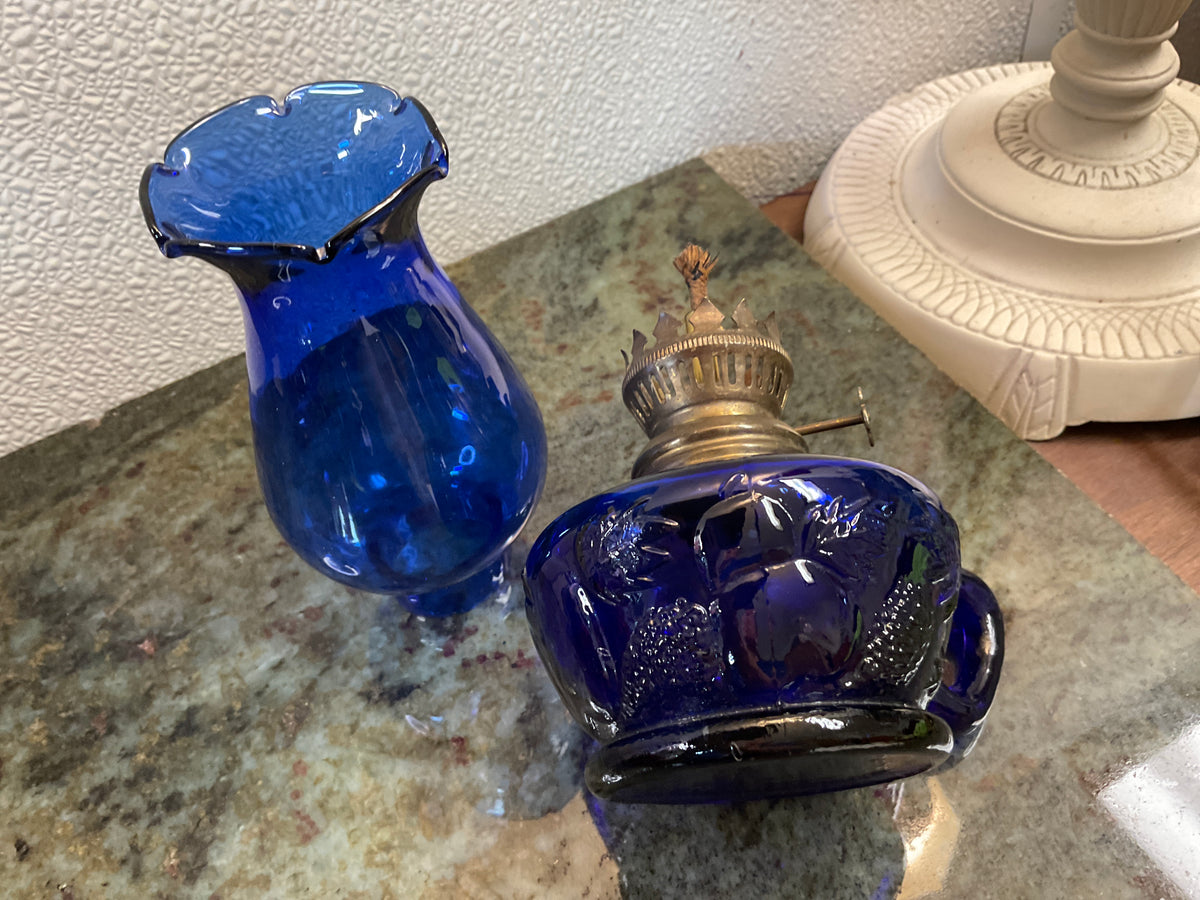 Cobalt Blue Miniature Oil Lamp
