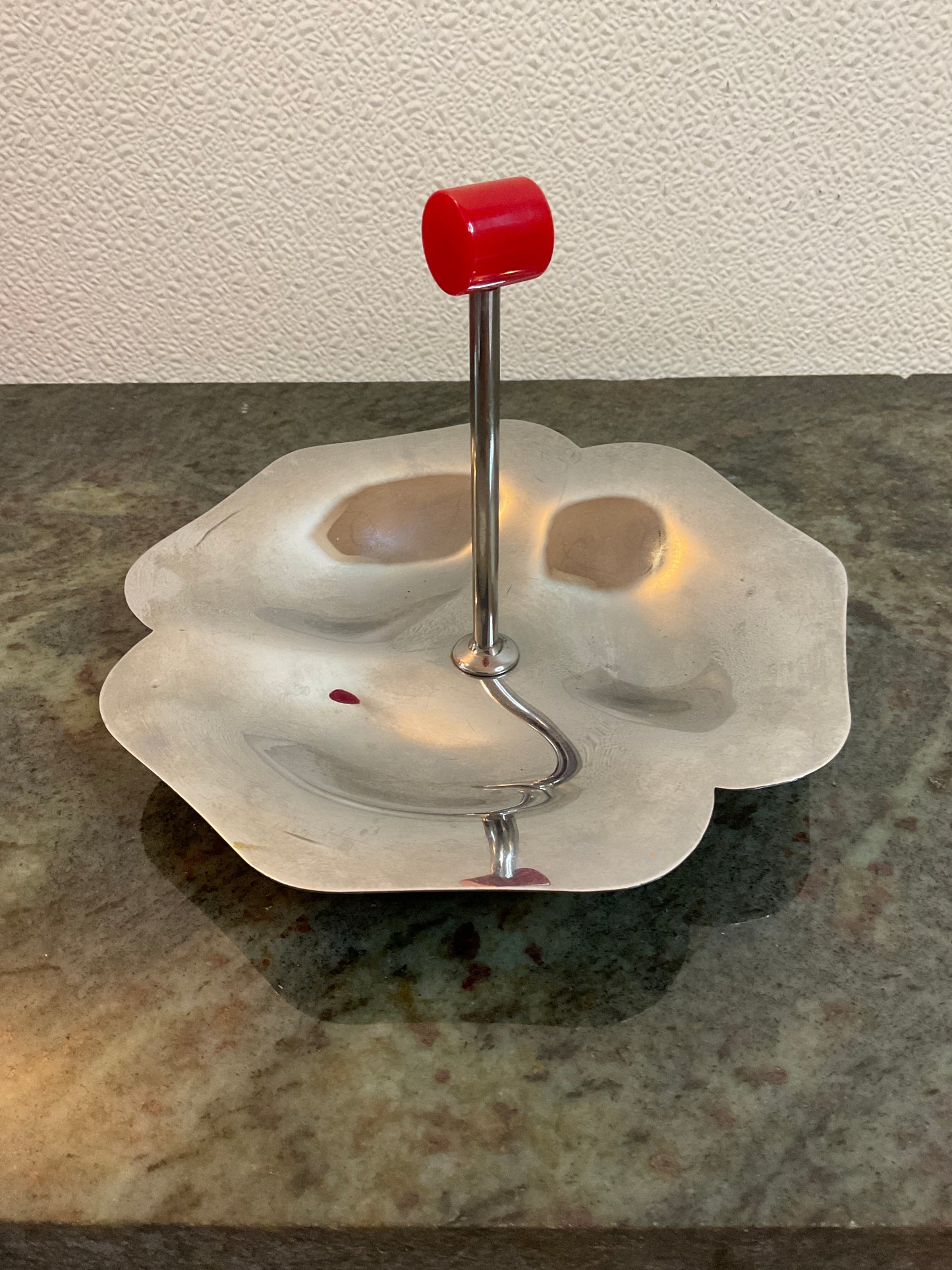 Continental Silver Co Chrome Tidbit Tray With Bakelite Finial