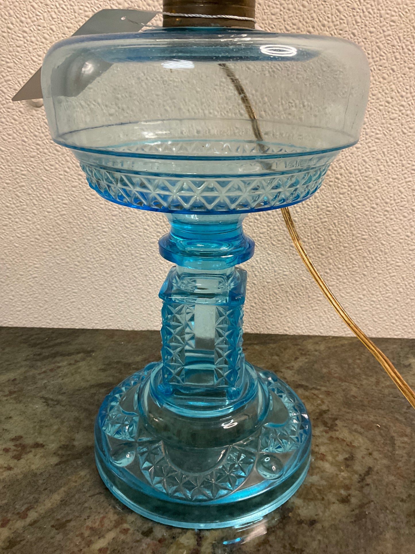‘Electric’ Oil Lamp Blue Glass