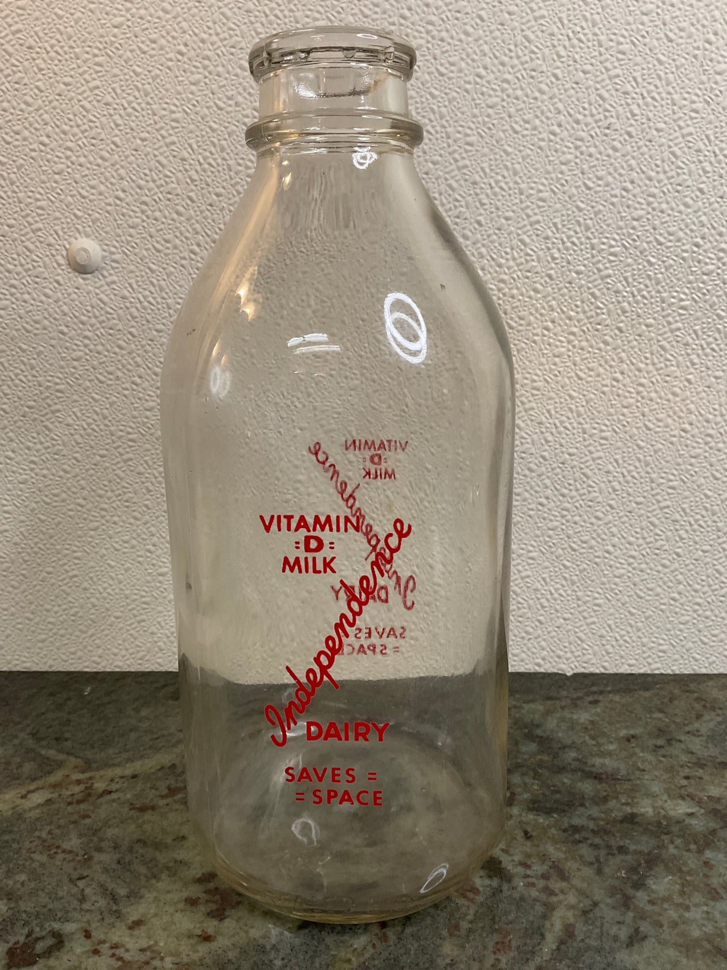 Independence Dairy Half Gallon Glass Jug