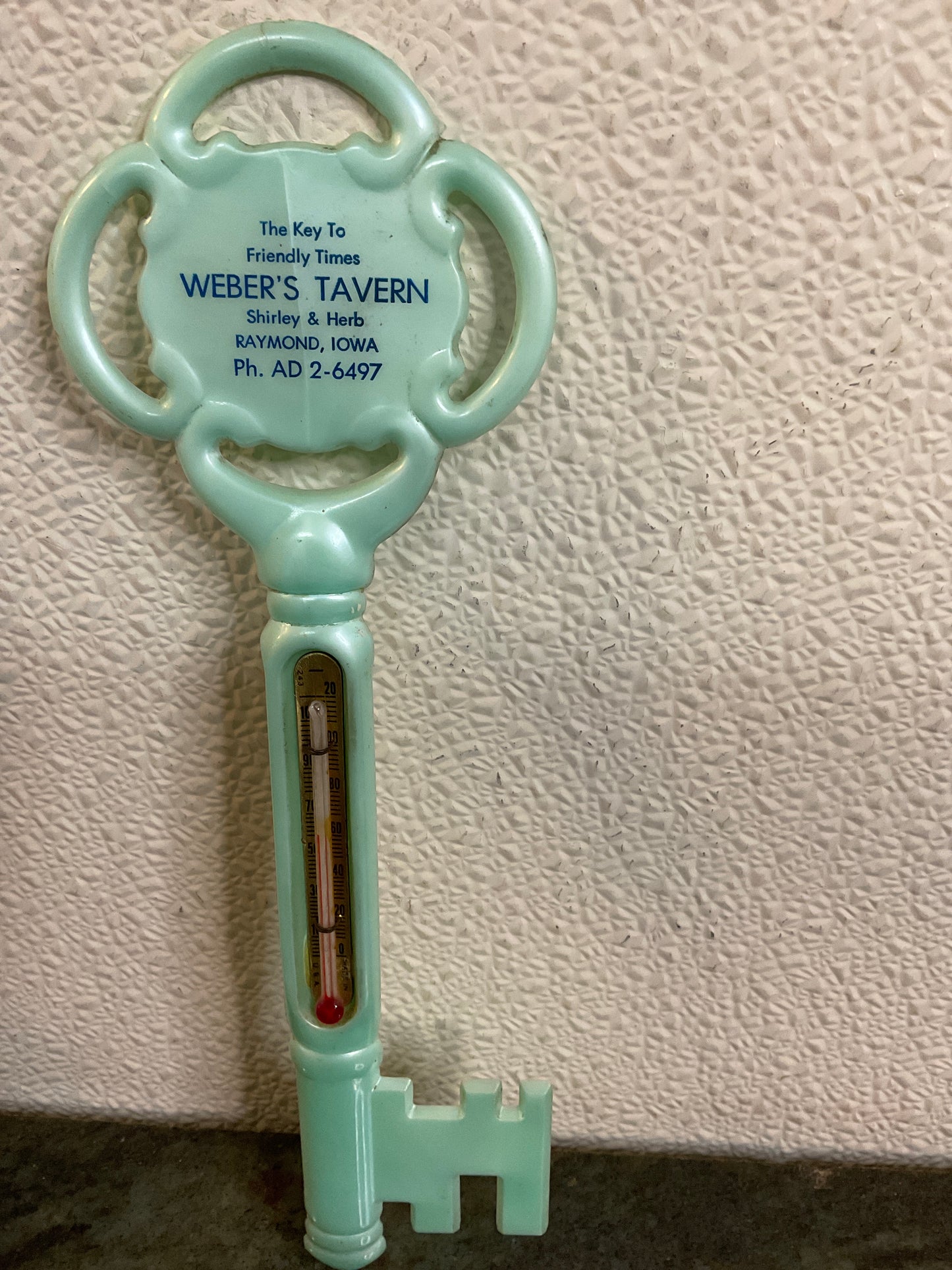 Vintage Weber’s Tavern Advertising Thermometer Key
