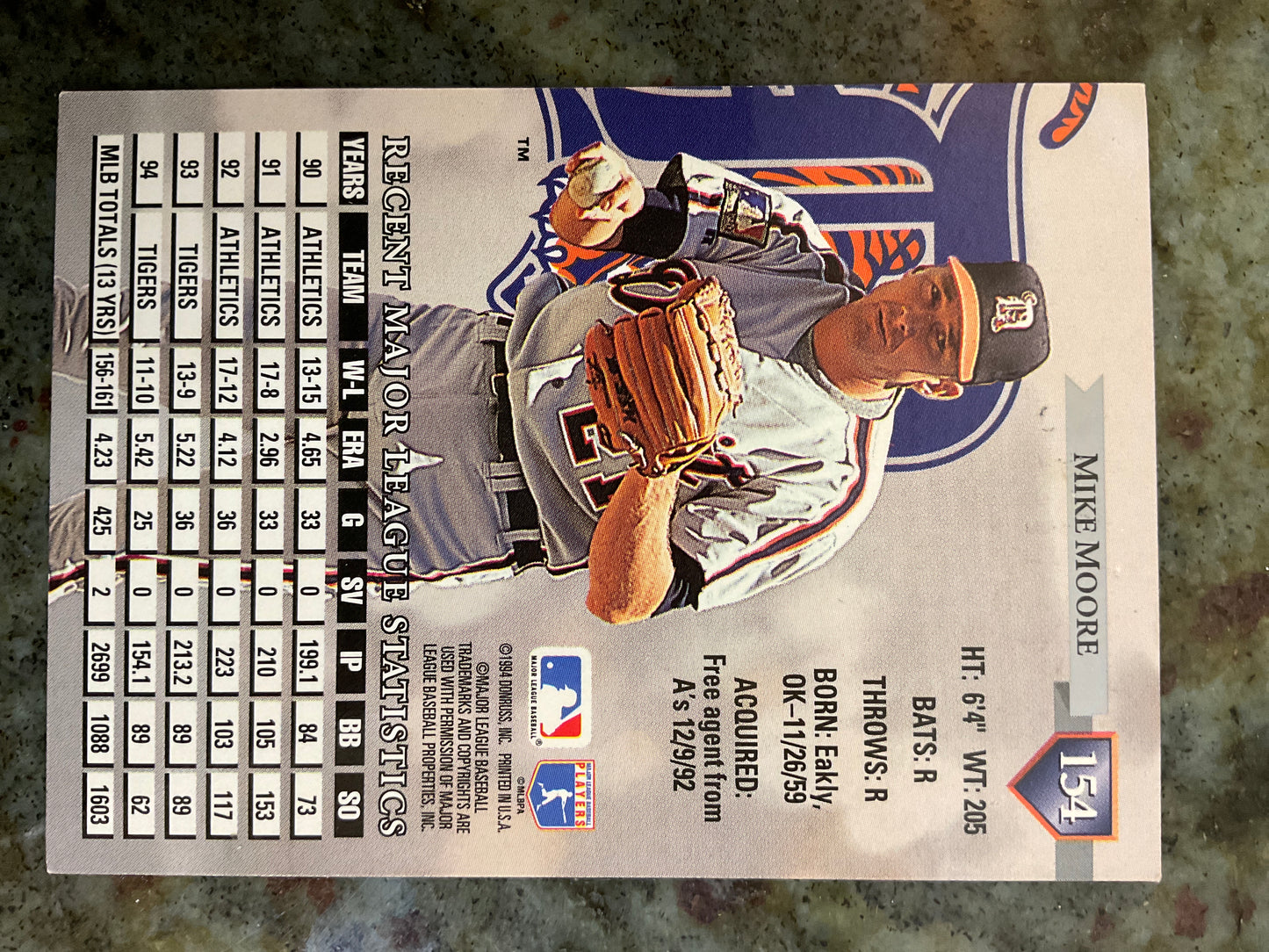 Mike Moore 1994 Dunross Baseball Card