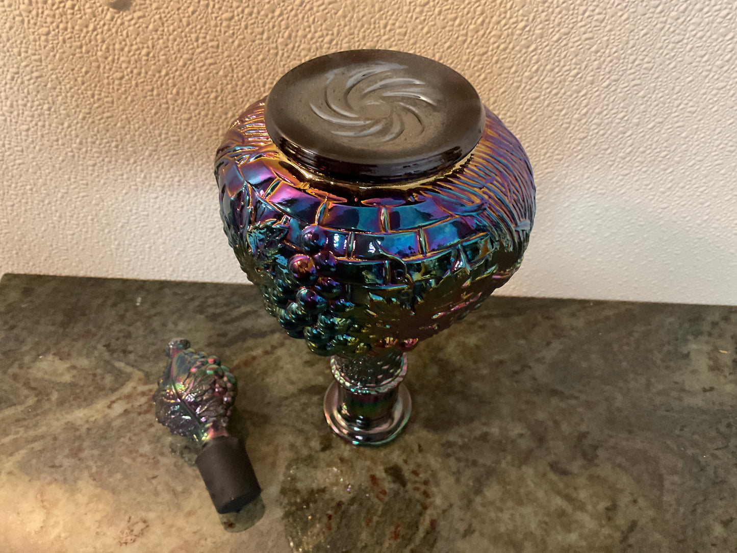 Golden Harvest Carnival Glass Decanter ‘Amethyst’