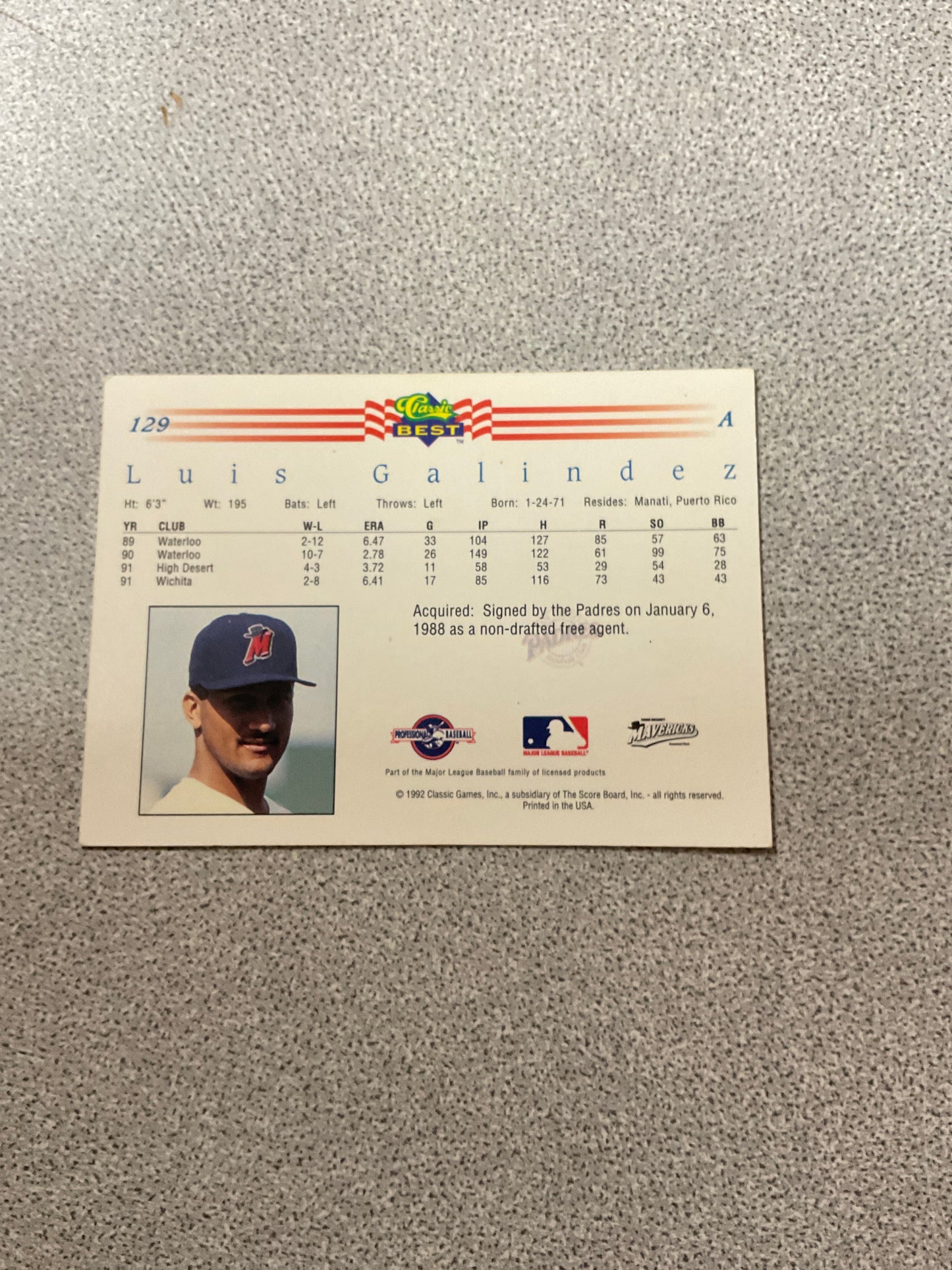 Baseball Card Luis Galindez