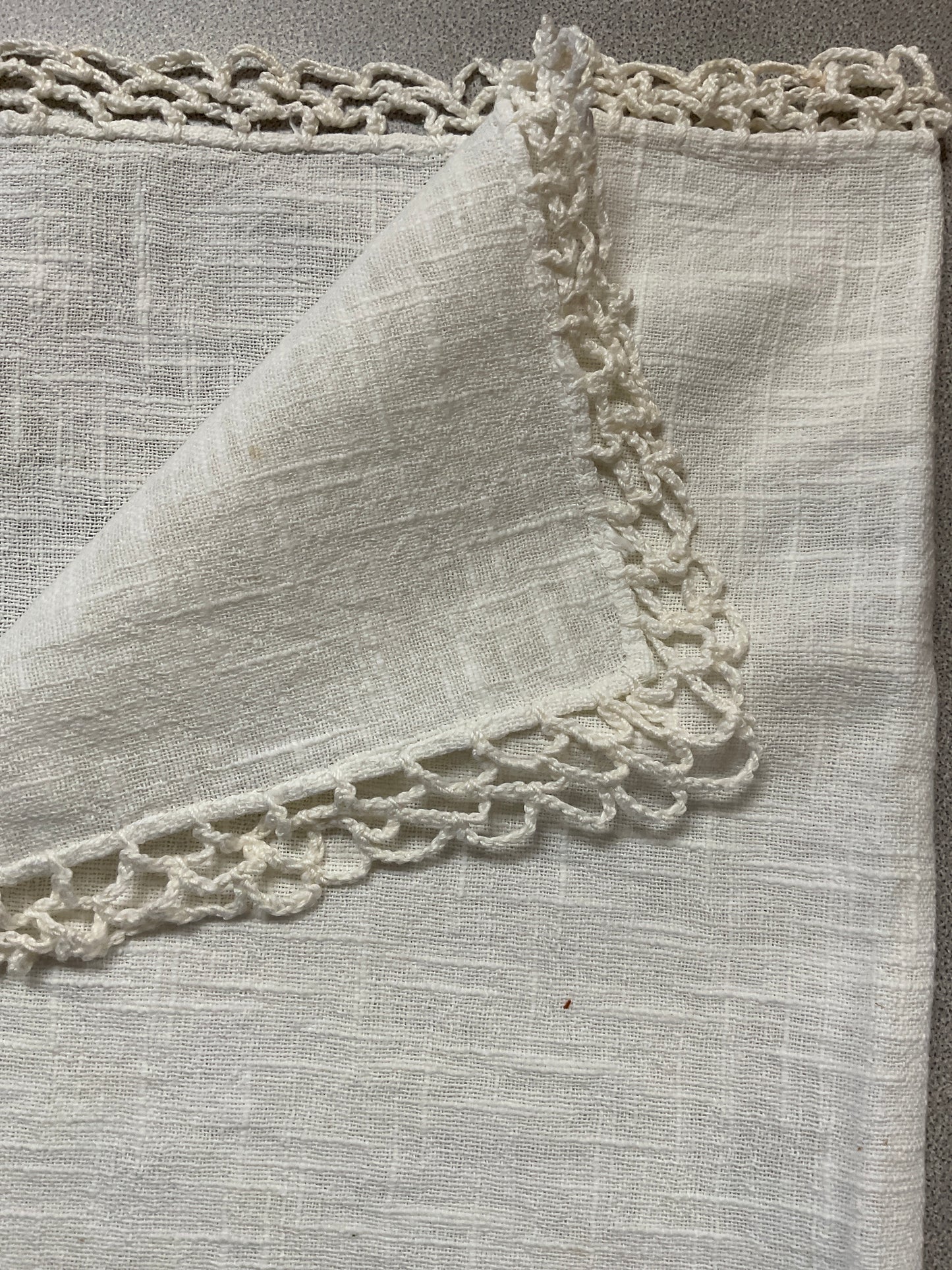 Vintage  Crochet Edge Linen Placemat