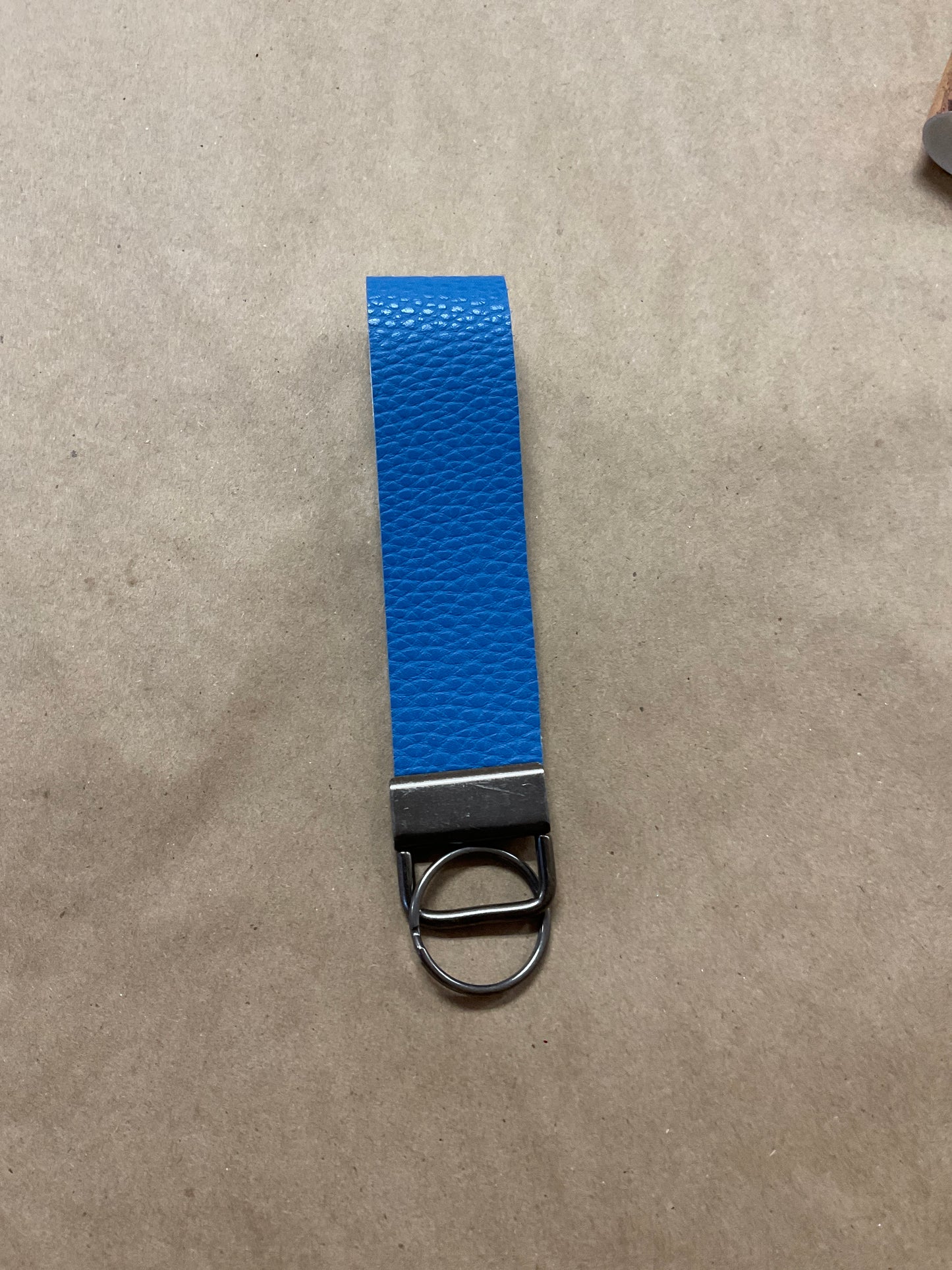 Faux Leather Blue Wrist Keychain