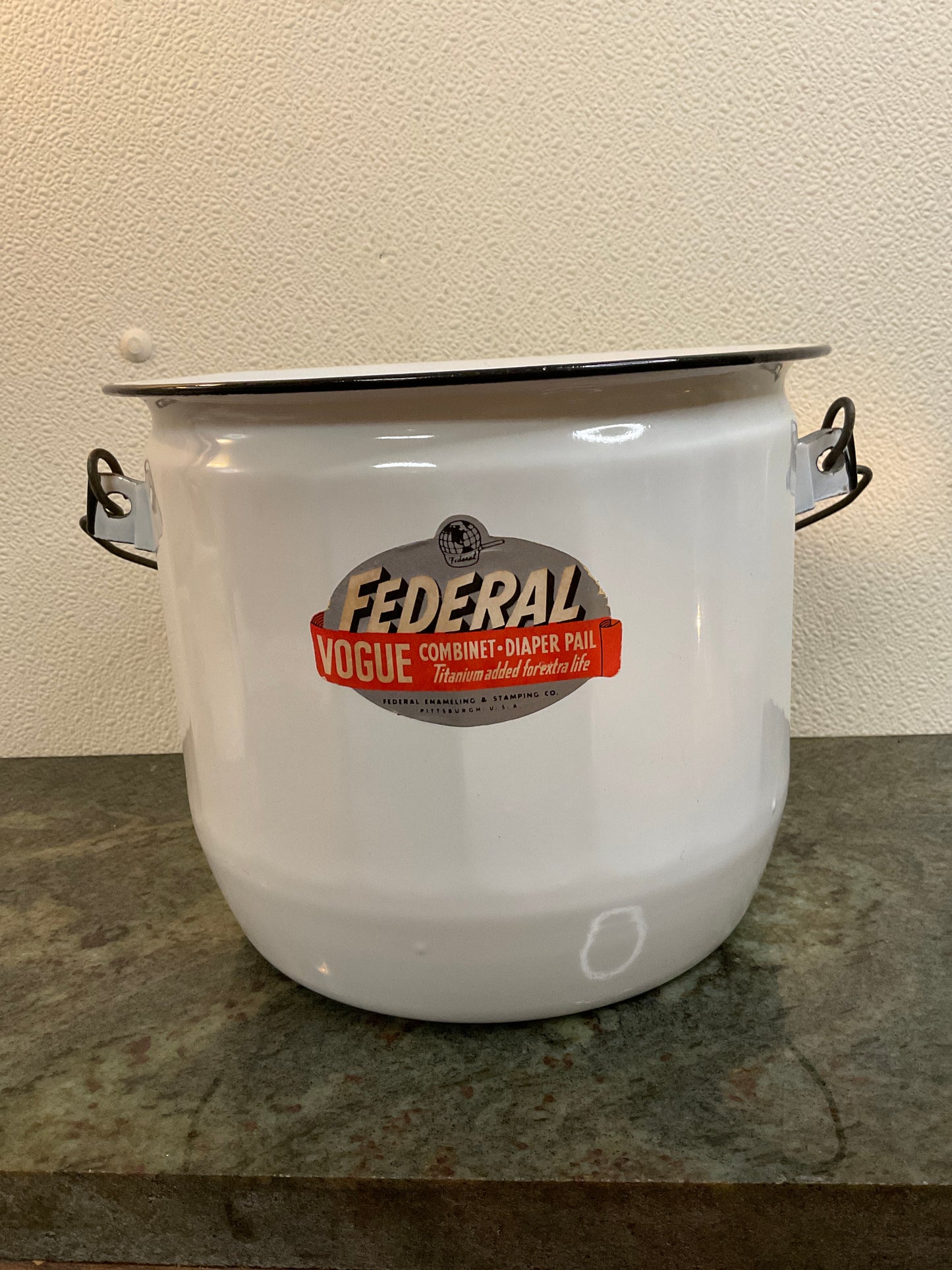 Vtg Federal Porcelain Combinet/Diaper Pail