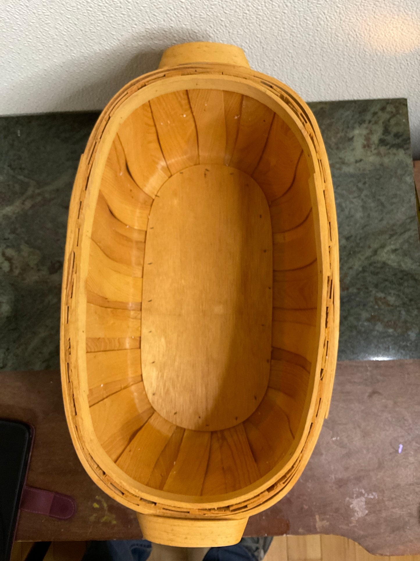 Oval Wood Slat Basket w/Fall Leaves