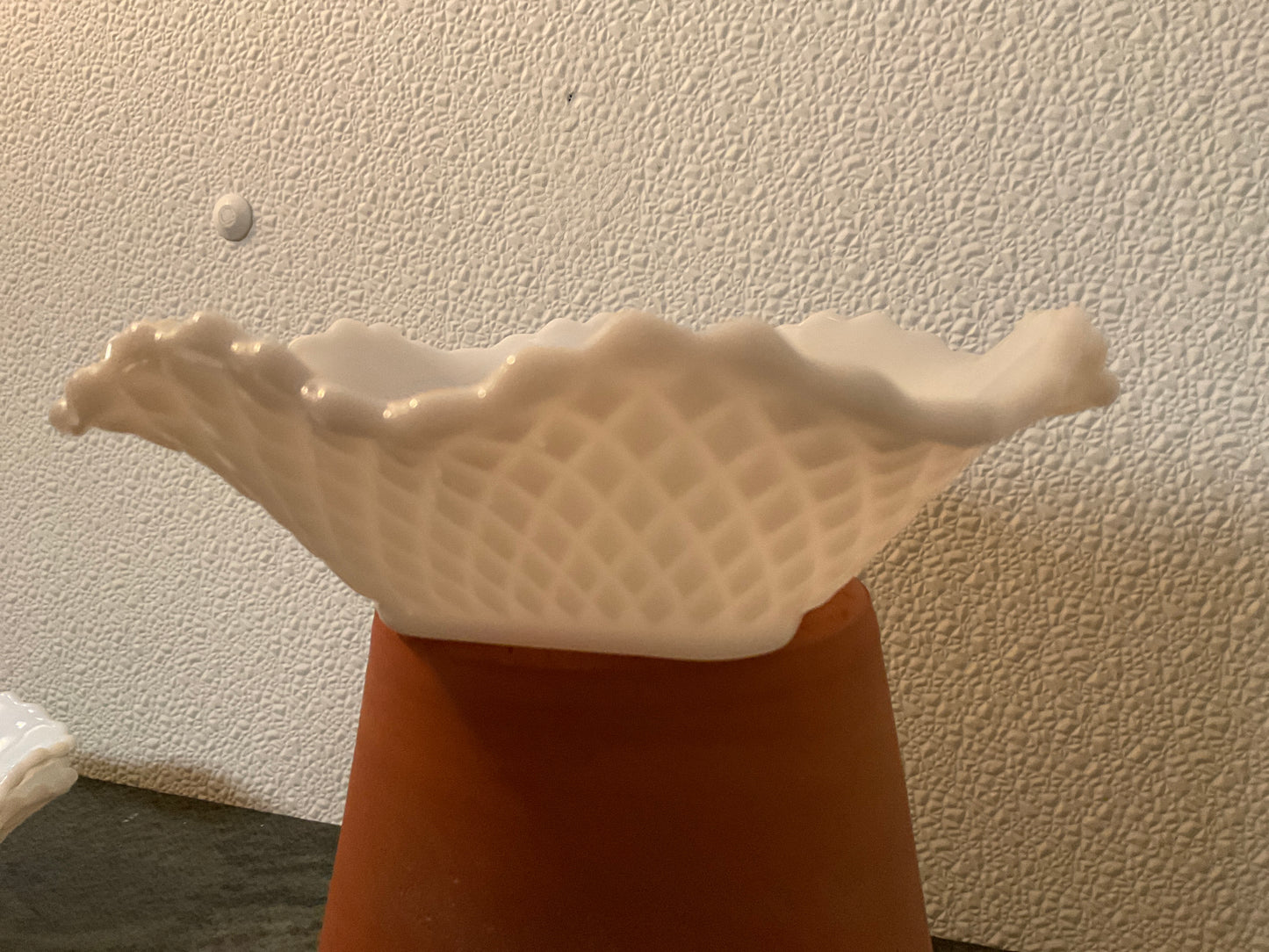Vintage Smith Milk Glass Dish W/Scalloped Edge 1950’s