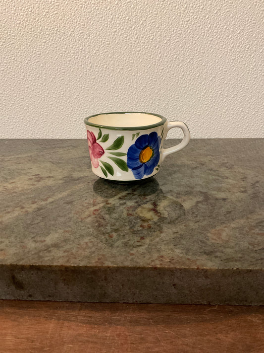 Vintage German Art Pottery Floral Coffee/Tea Cup “Handgemalt” signed by Widerstrom