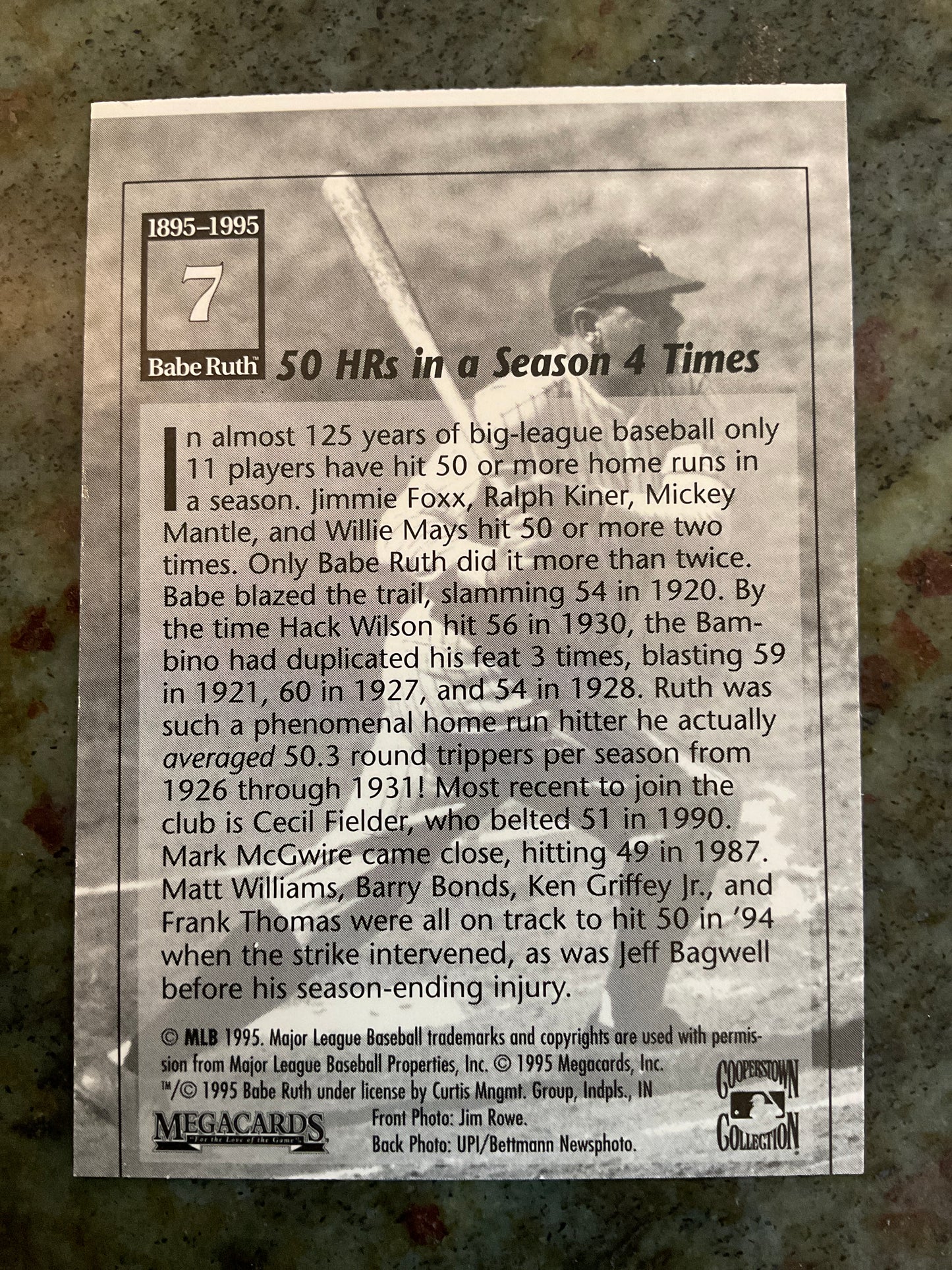 1995 Megacards Babe Ruth Home Run King Baseball Card