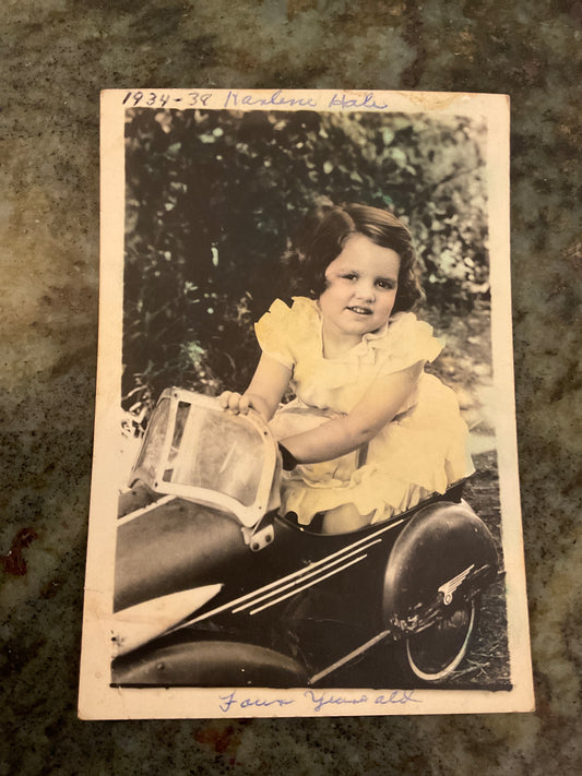 Vintage Photograph Young Girl In Metal Car