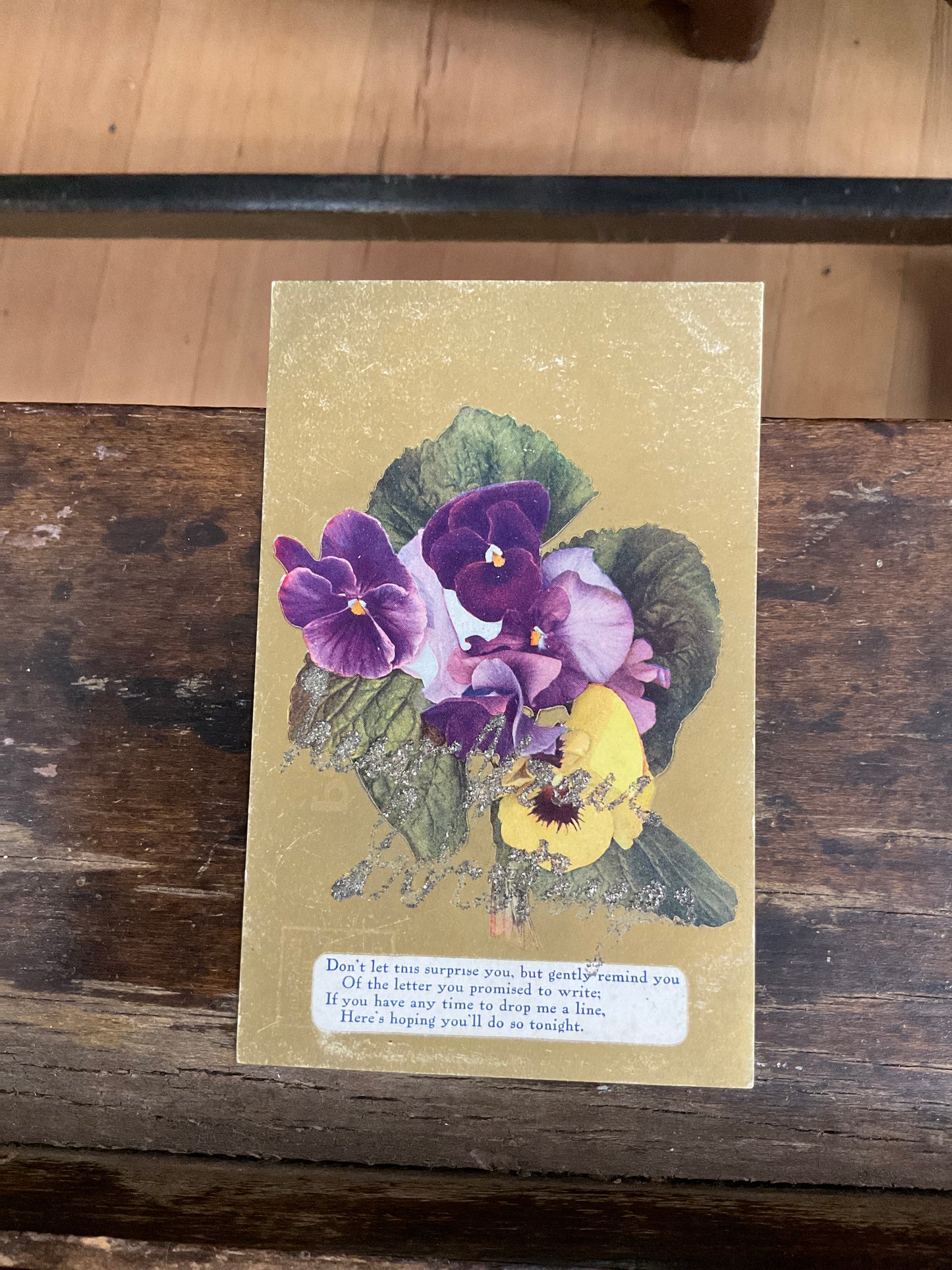 Antique Post Card - Purple Flowers