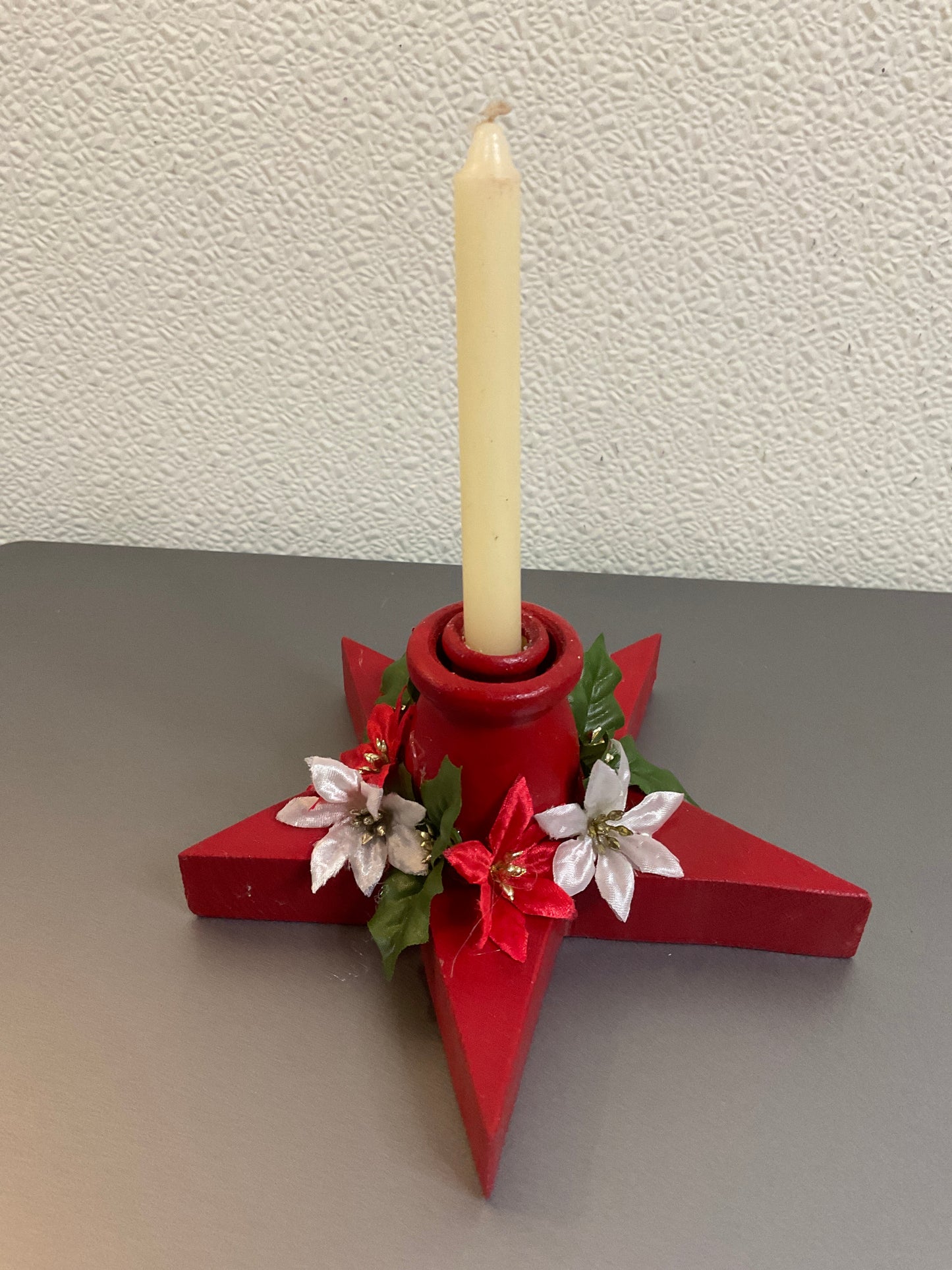 Candle Holder with Poinsettias