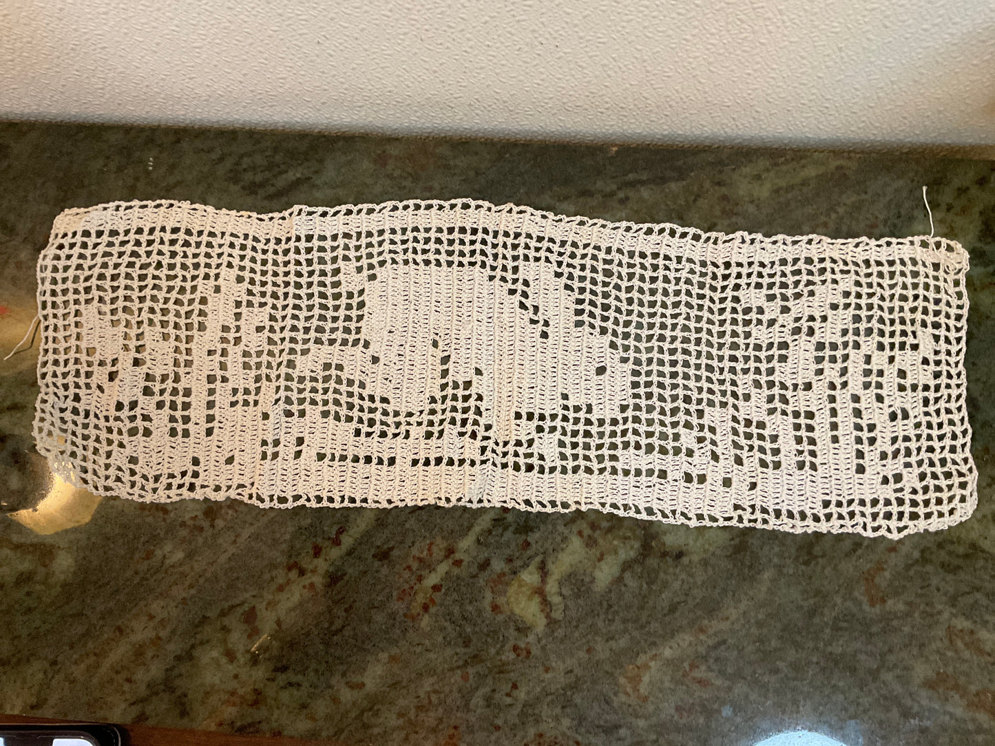 Filet Crochet Rabbit Small Table Runner