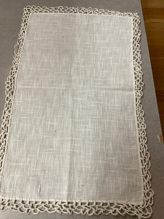 Vintage  Crochet Edge Linen Placemat