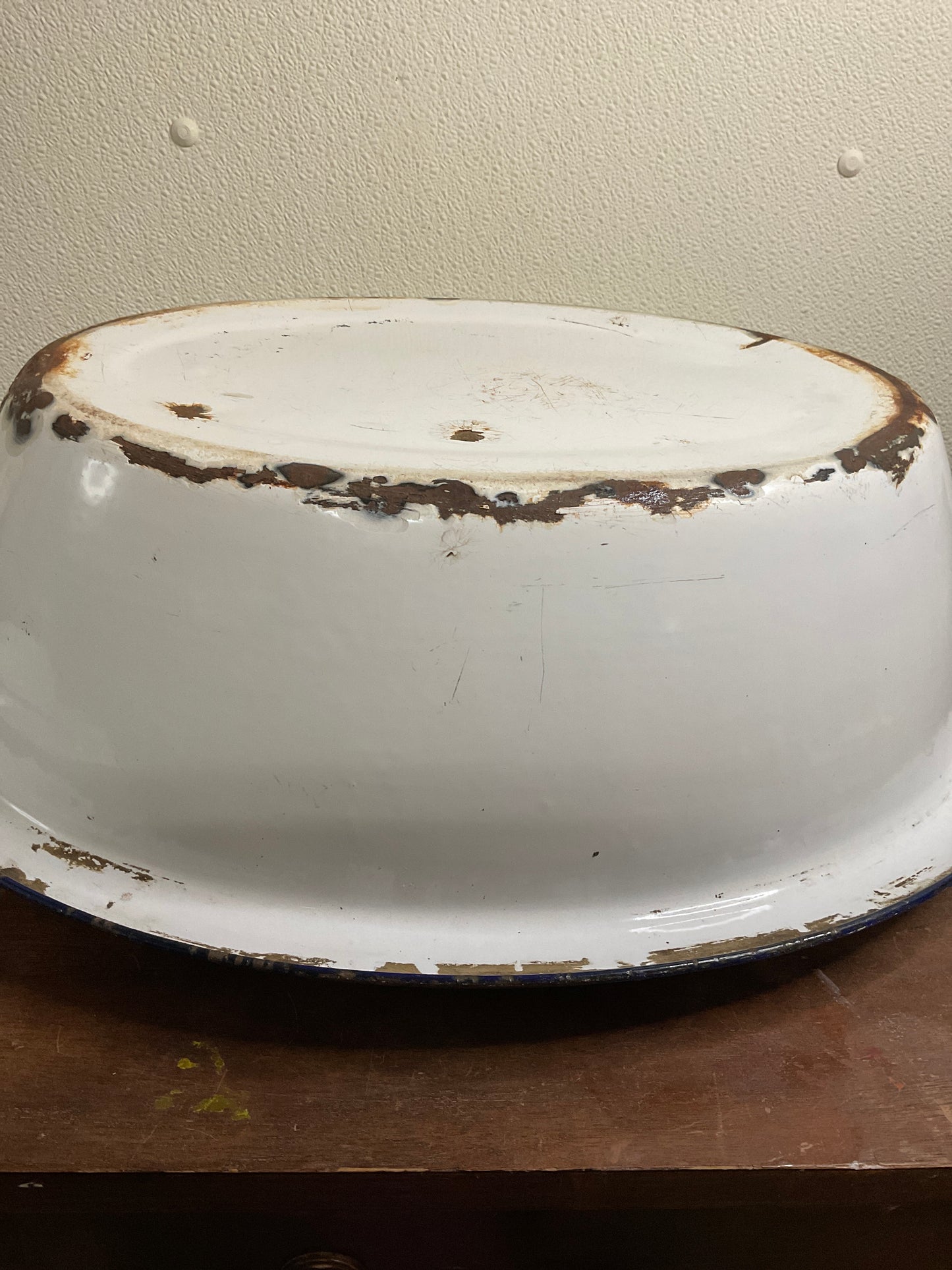 Vintage Blue and White Enamel Tub