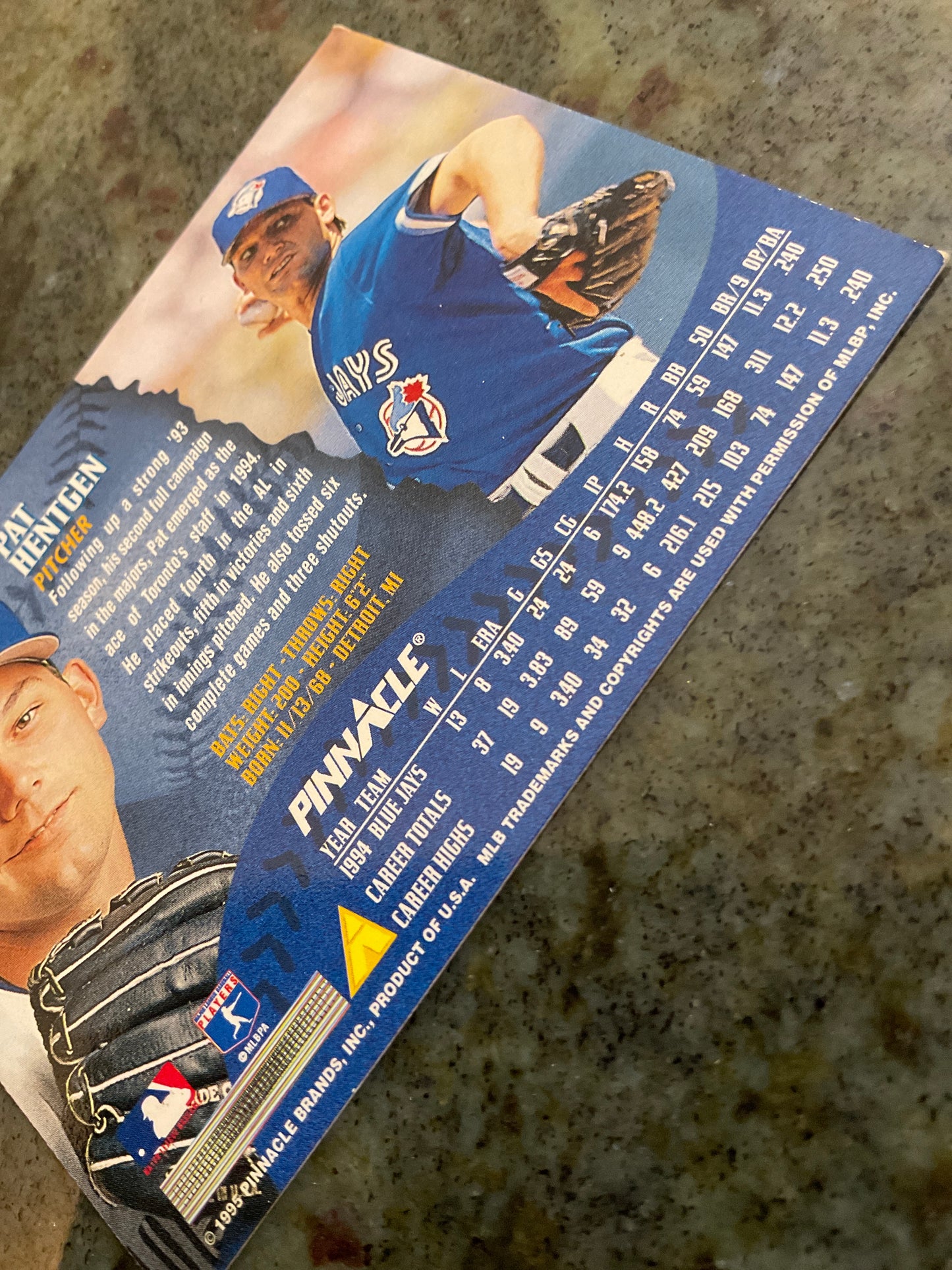 Pat Hentgen 1995 Pinnacle Baseball Card