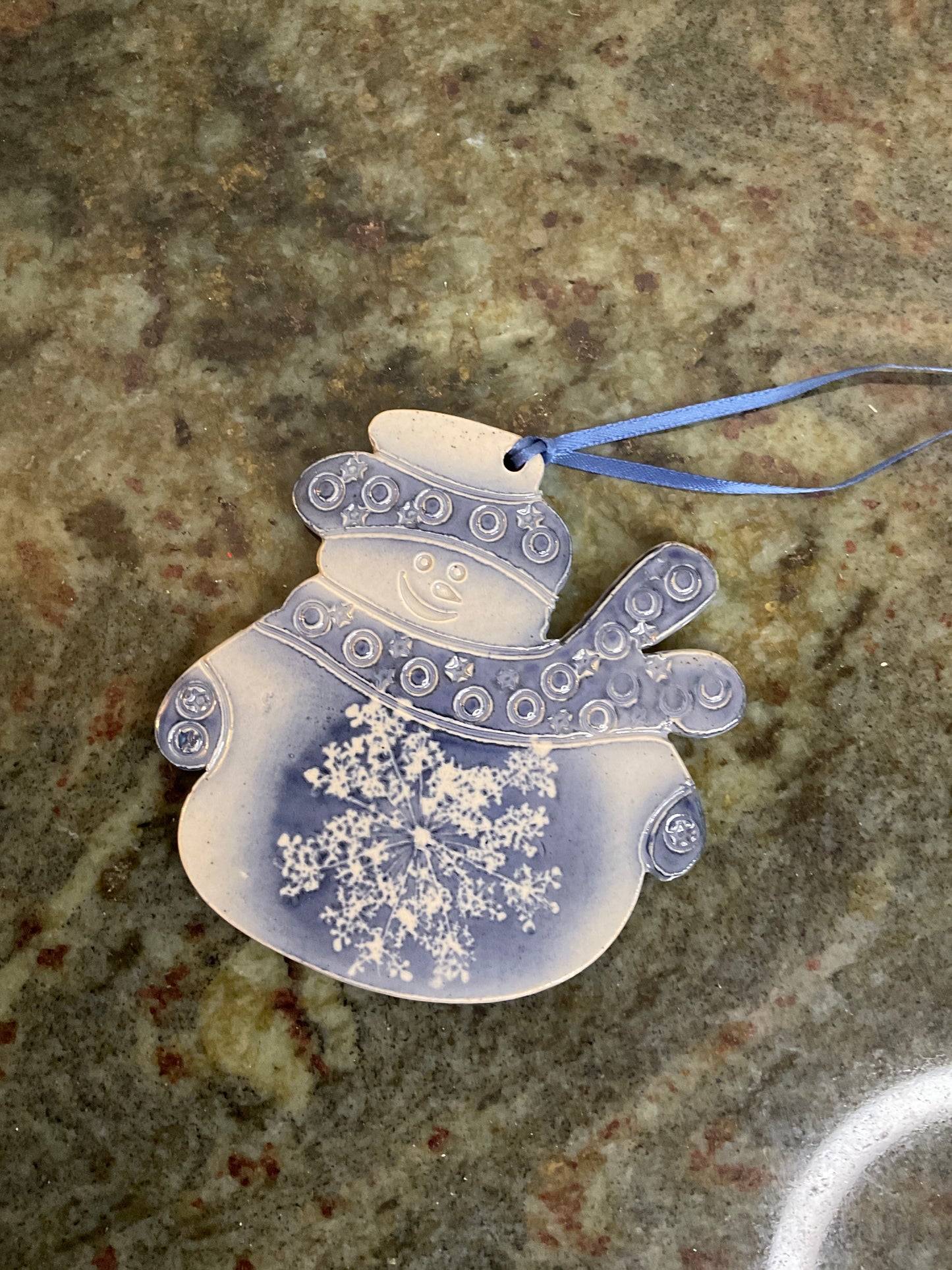 Blue Snowman Ornament