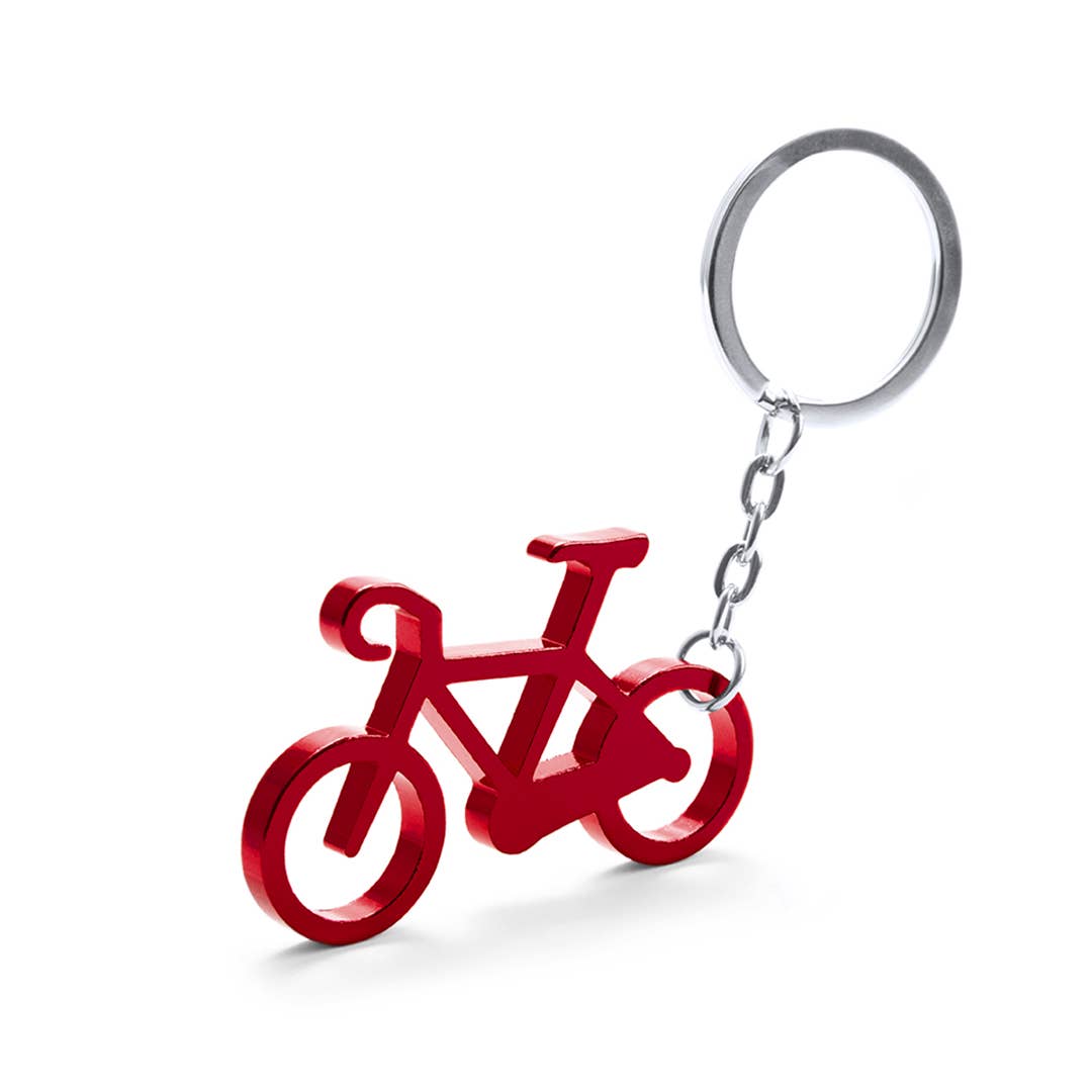 Aluminum bottle opener keychain in the shape of a bicycle: Silver