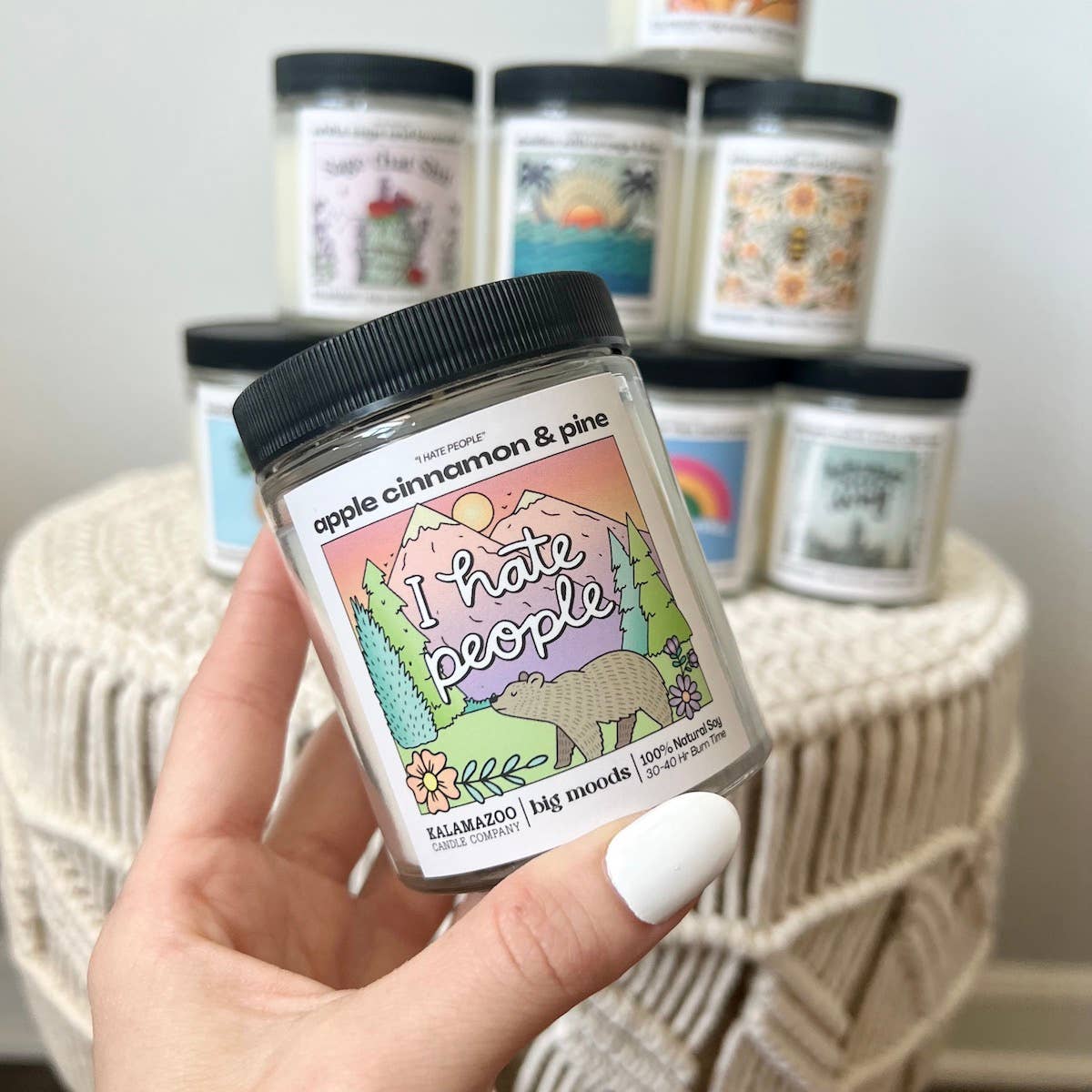 "I Hate People" Apple Cinnamon & Pine -  Luxury Soy Candle