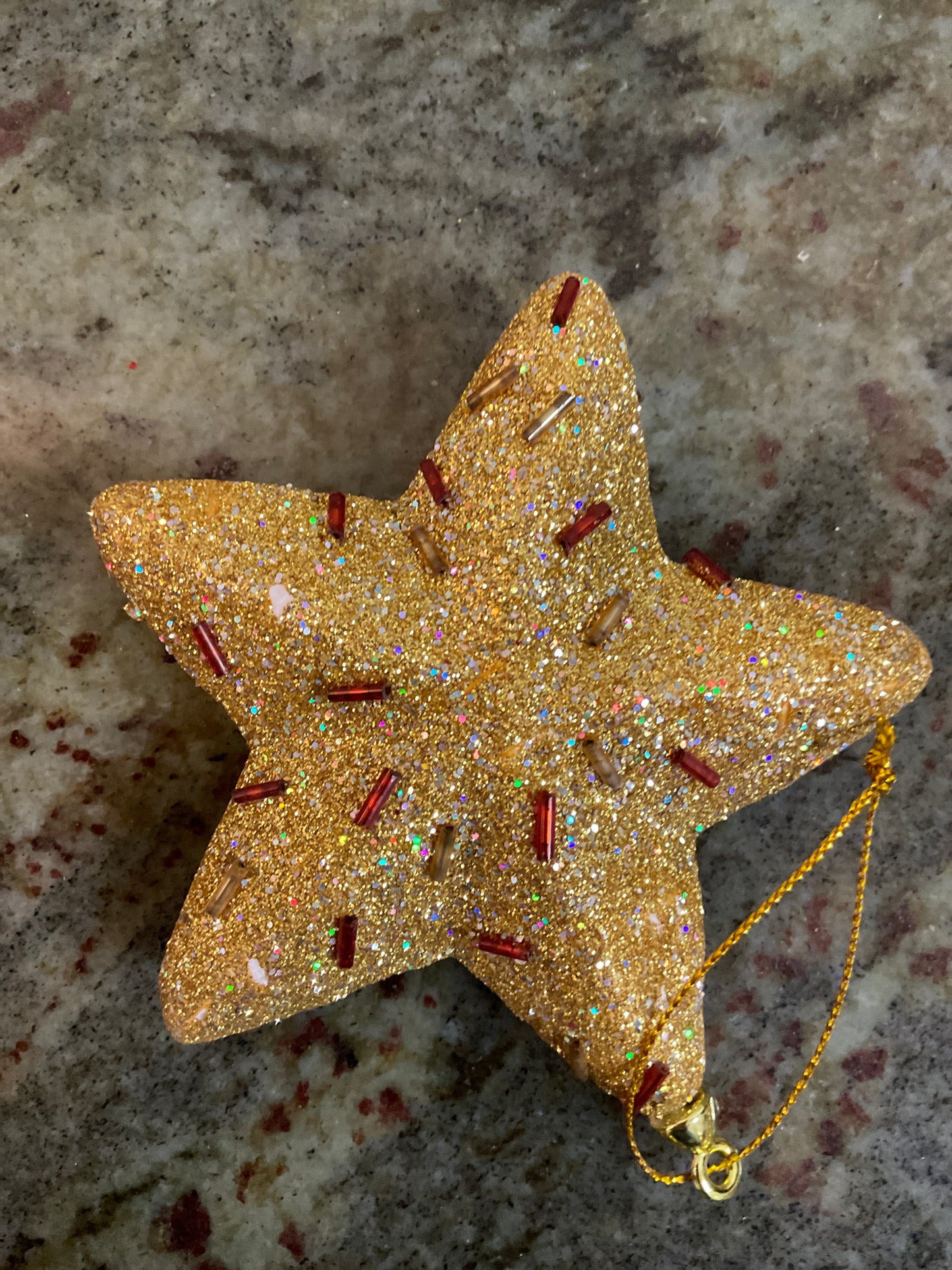 Sparkley Gold Star W/ Sprinkles Ornament