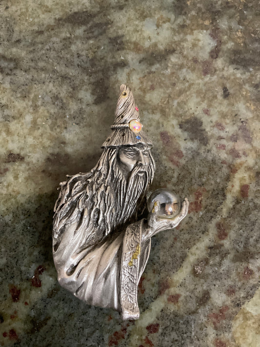 Vintage Jonette Jewelry (JJ) Pewter Wizard Brooch