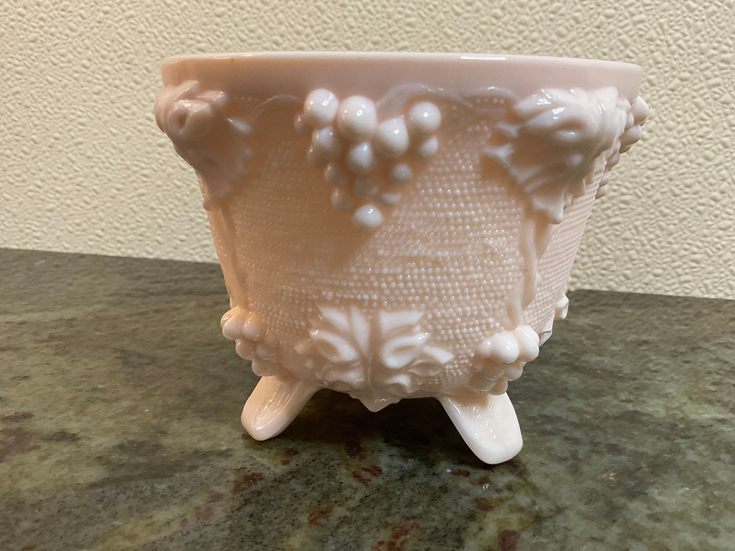 Pink Milk Glass Footed Candy Dish