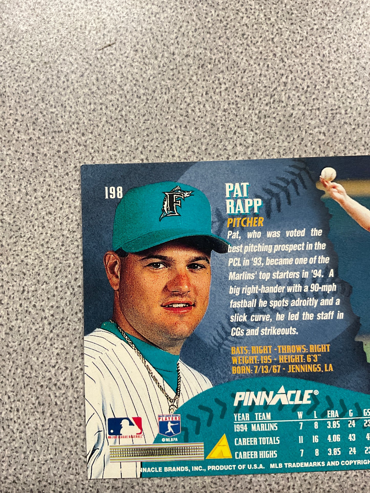 Baseball Card,Pat Rapp