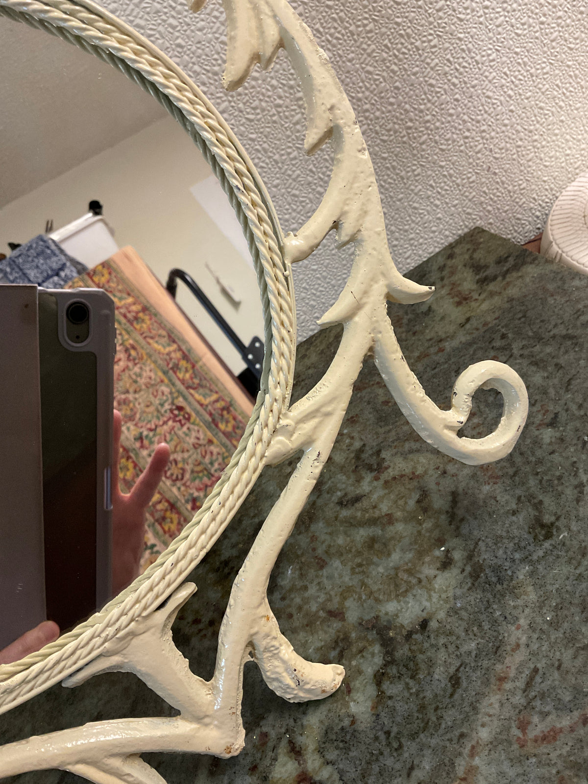 Vintage Cast Iron Table Vanity Mirror