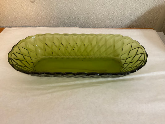 Vintage Green Glass Celery Bowl