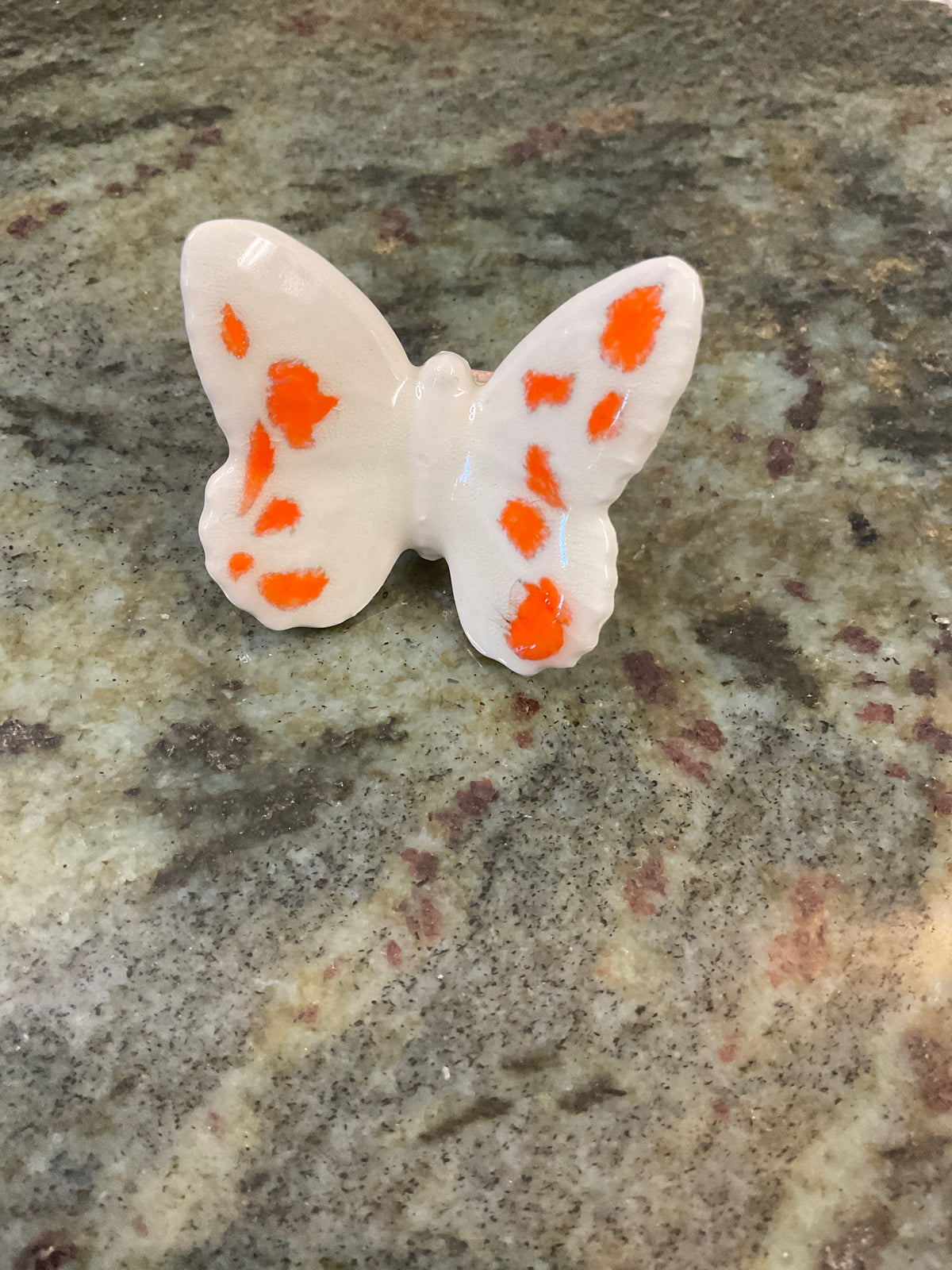 Handmade and Painted Pottery Butterfly Decor