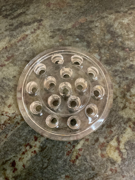 Vintage 5” Clear Glass Uranium Flower Frog