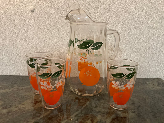 4pc Vintage Anchor Hocking Juice Set