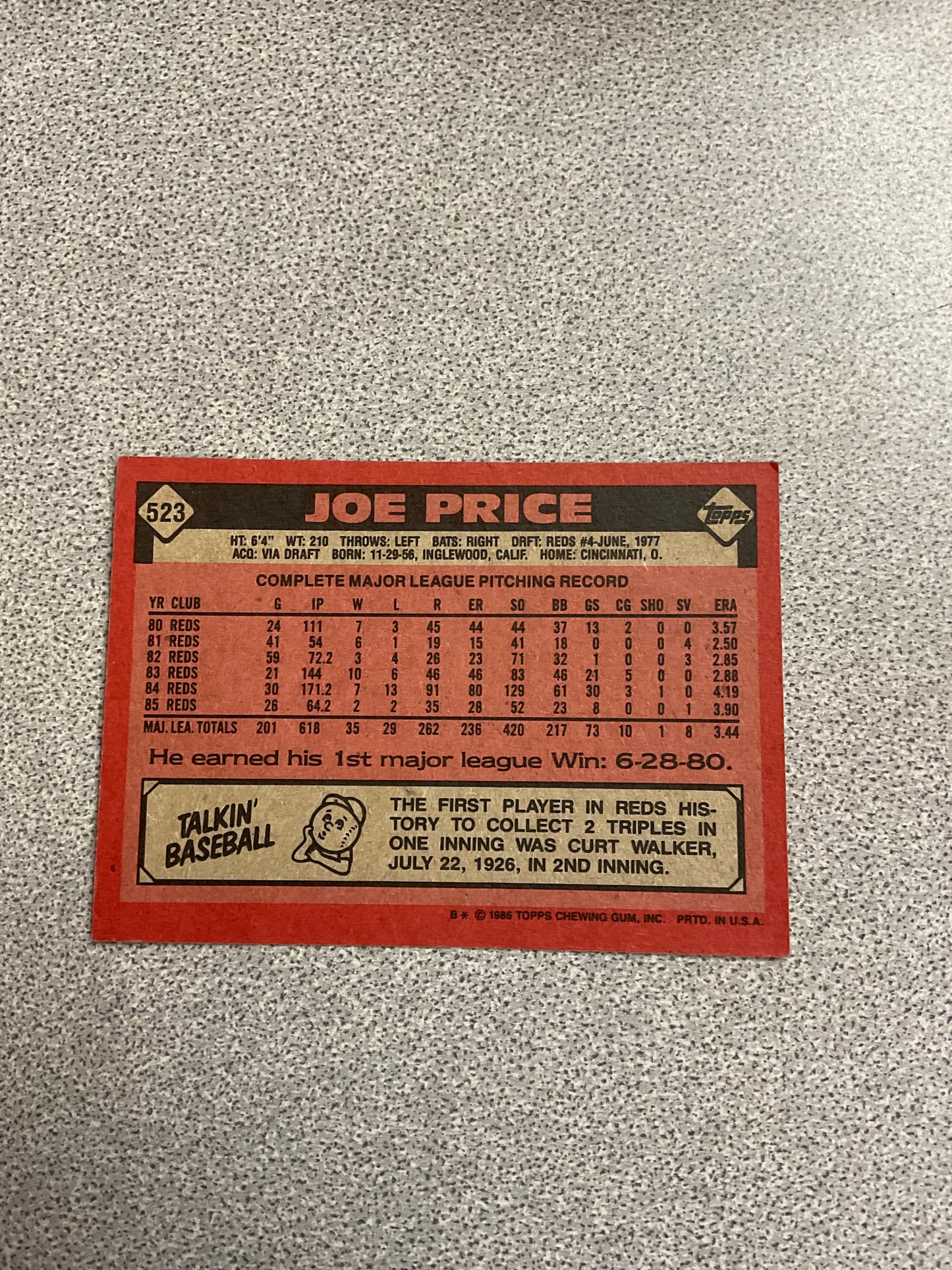 Baseball Card-Joe Price