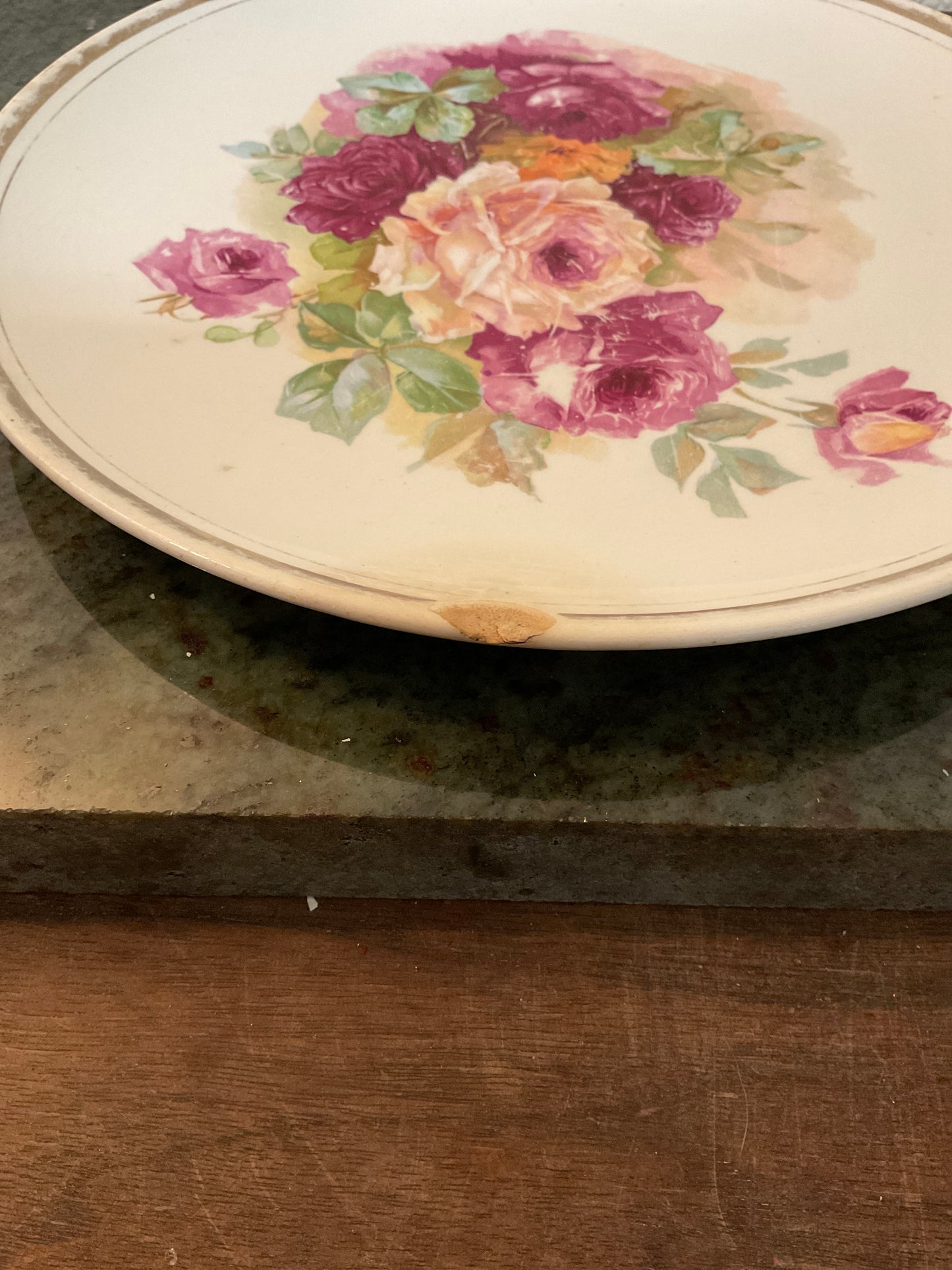 Dresden China Roses Dinner Plate