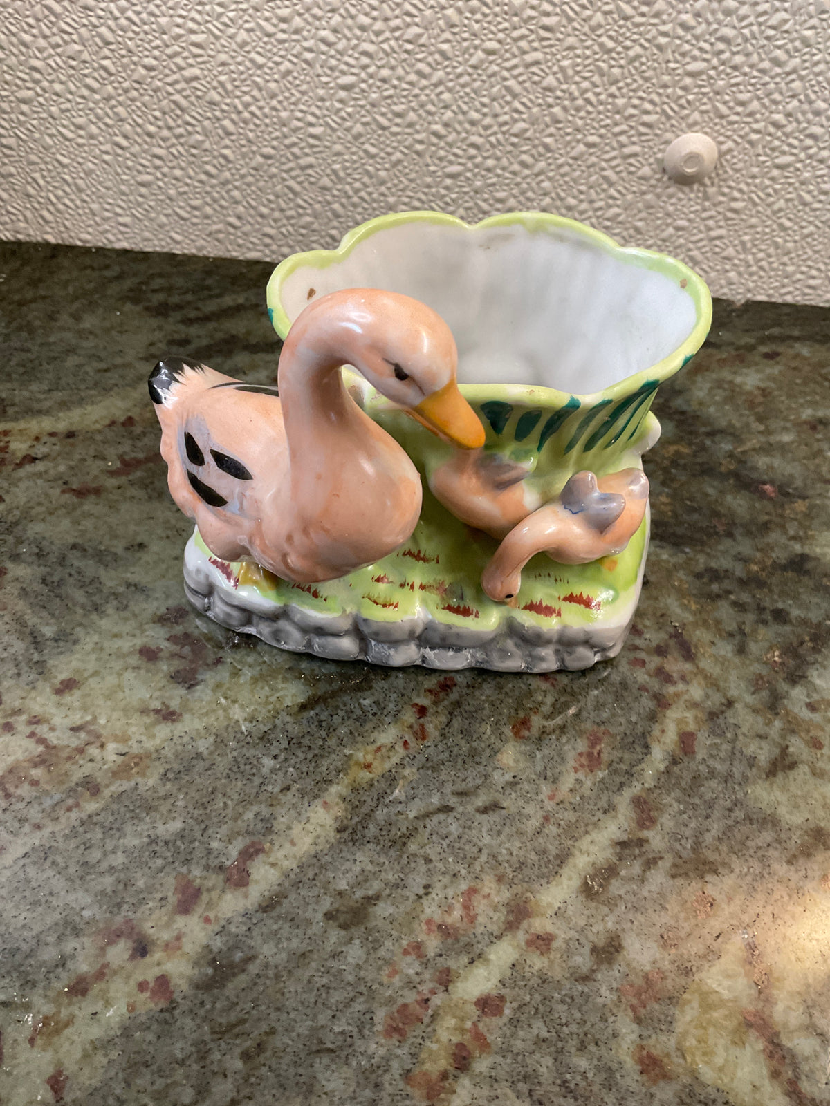 Vintage Hand Painted Ceramic Swan Planter