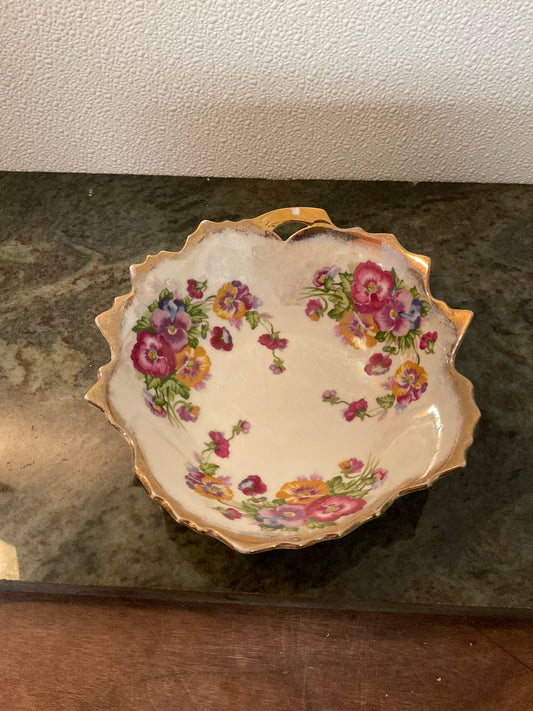 Vintage 1950’s Trimont Gold Leaf Floral Bowl