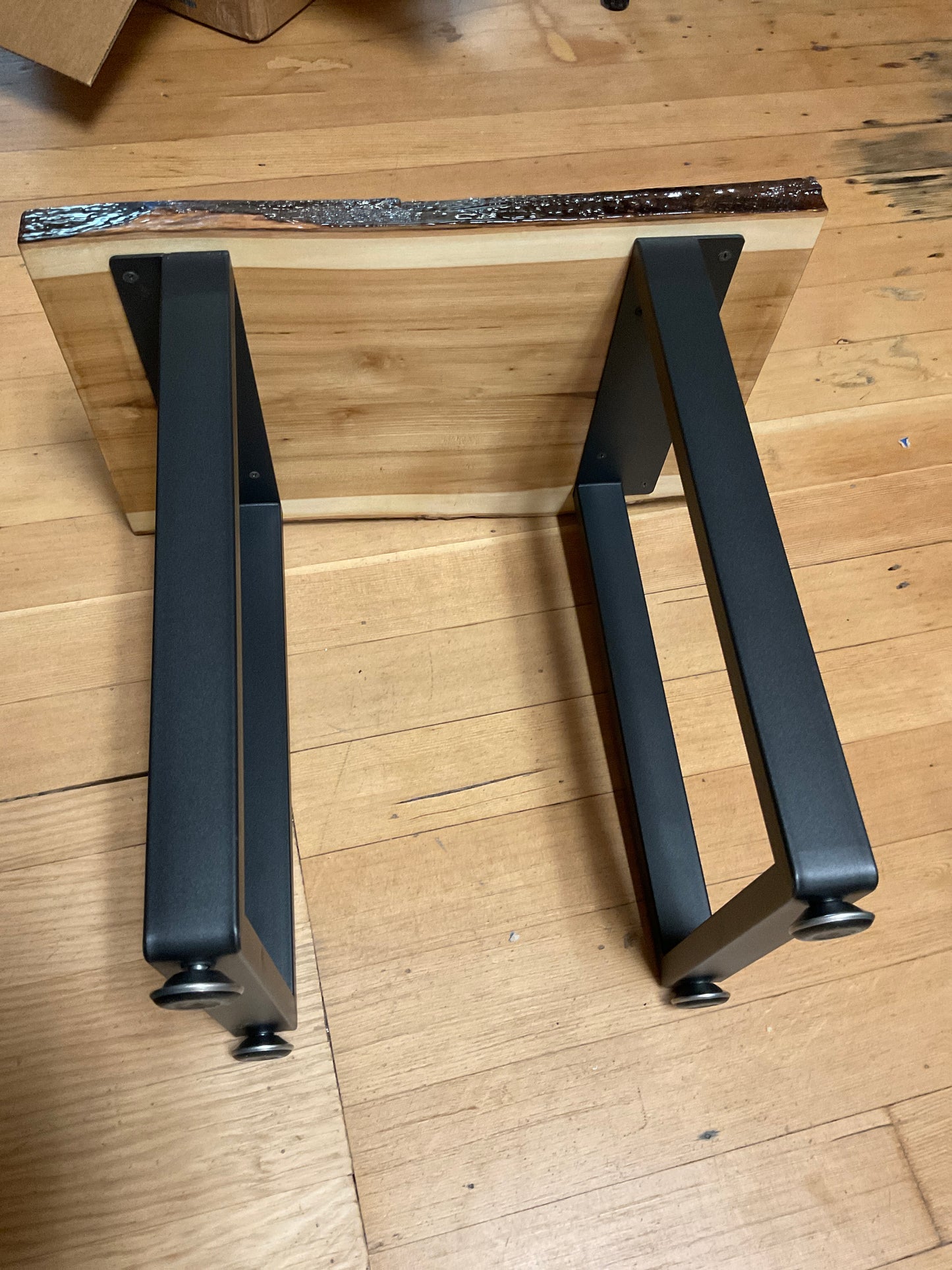 Epoxy Wood End Table With Sturdy Metal Legs