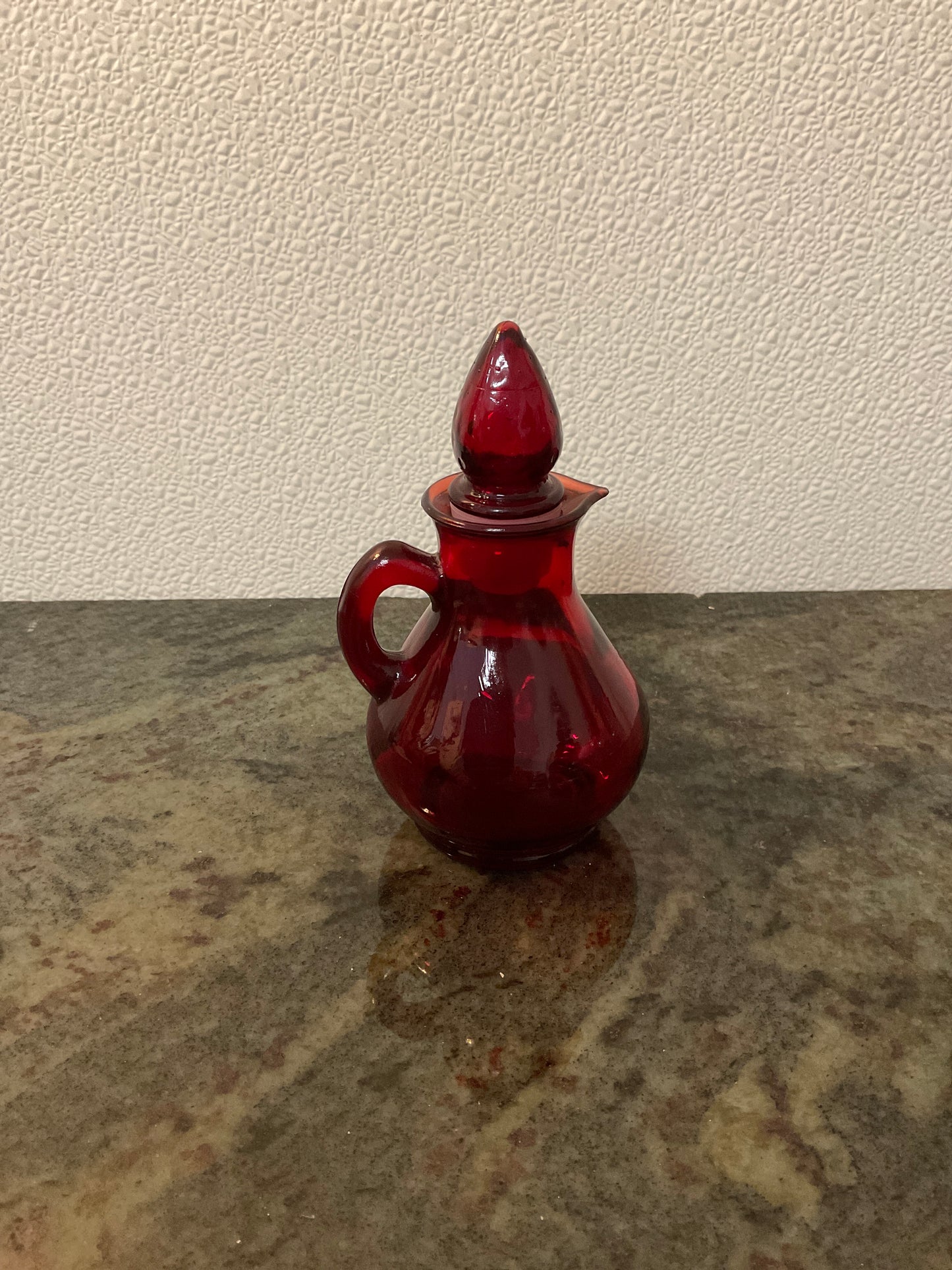 Avon Ruby Red Red Glass Cruet With Strawberry Stopper