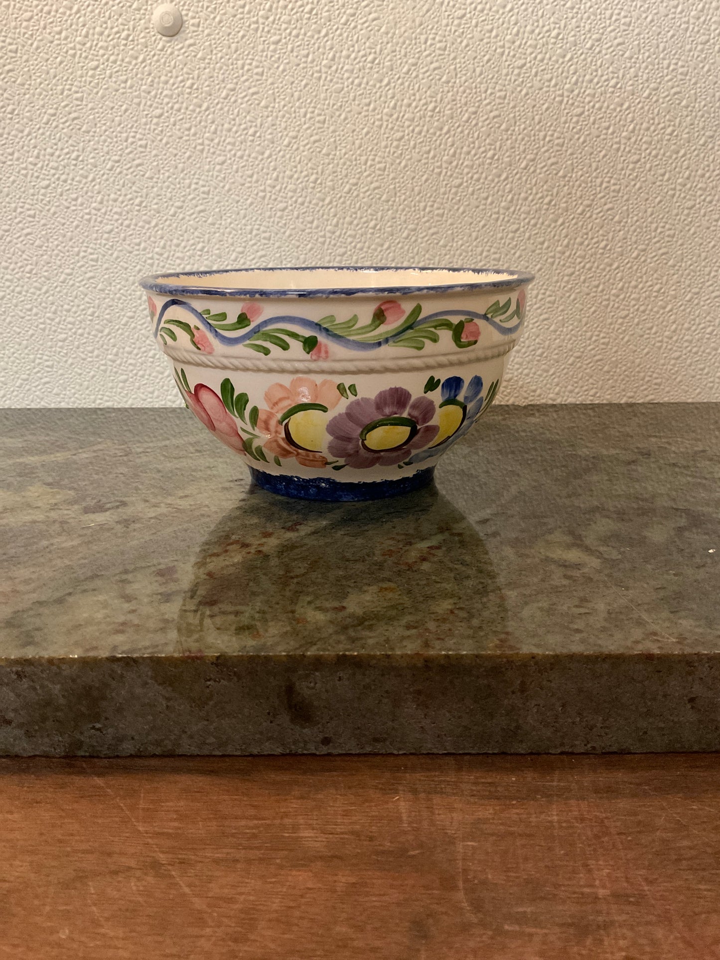 Vintage German Art Pottery Floral Small Bowl “Handgemalt” signed by Widerstrom