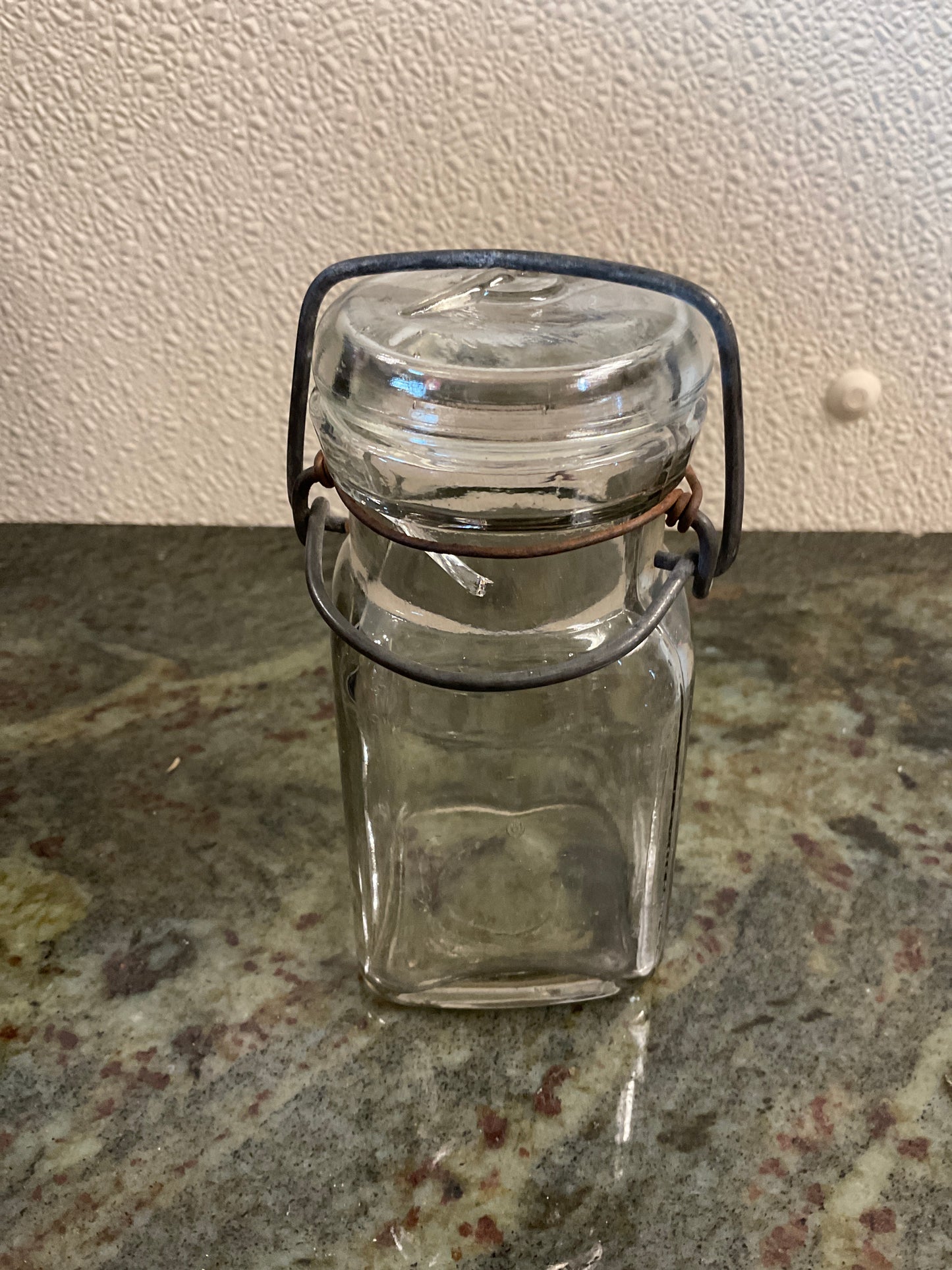 Vintage Small Square Clear Canning Jar
